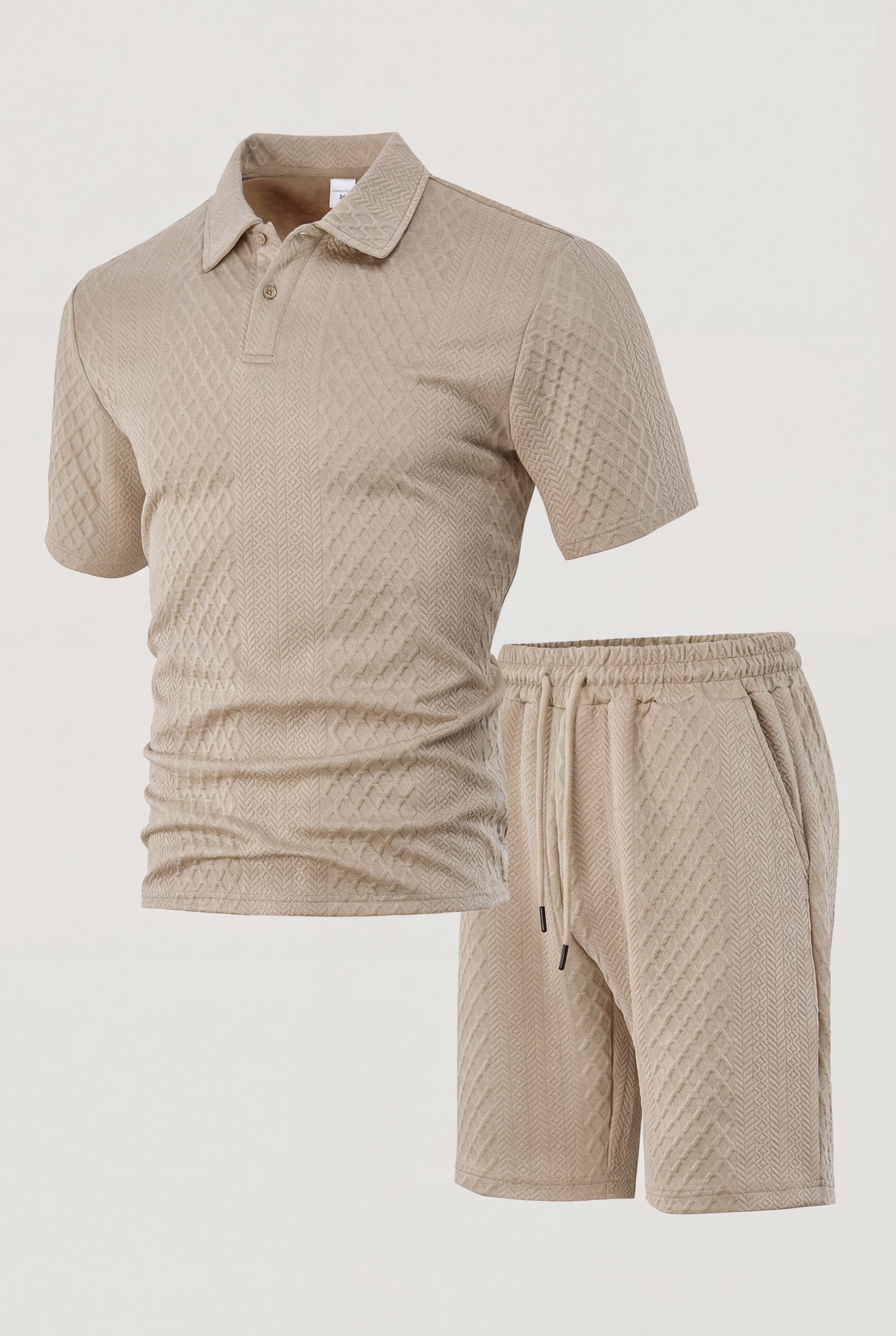 AUREVON JACQUARD POLO SET – KHAKI