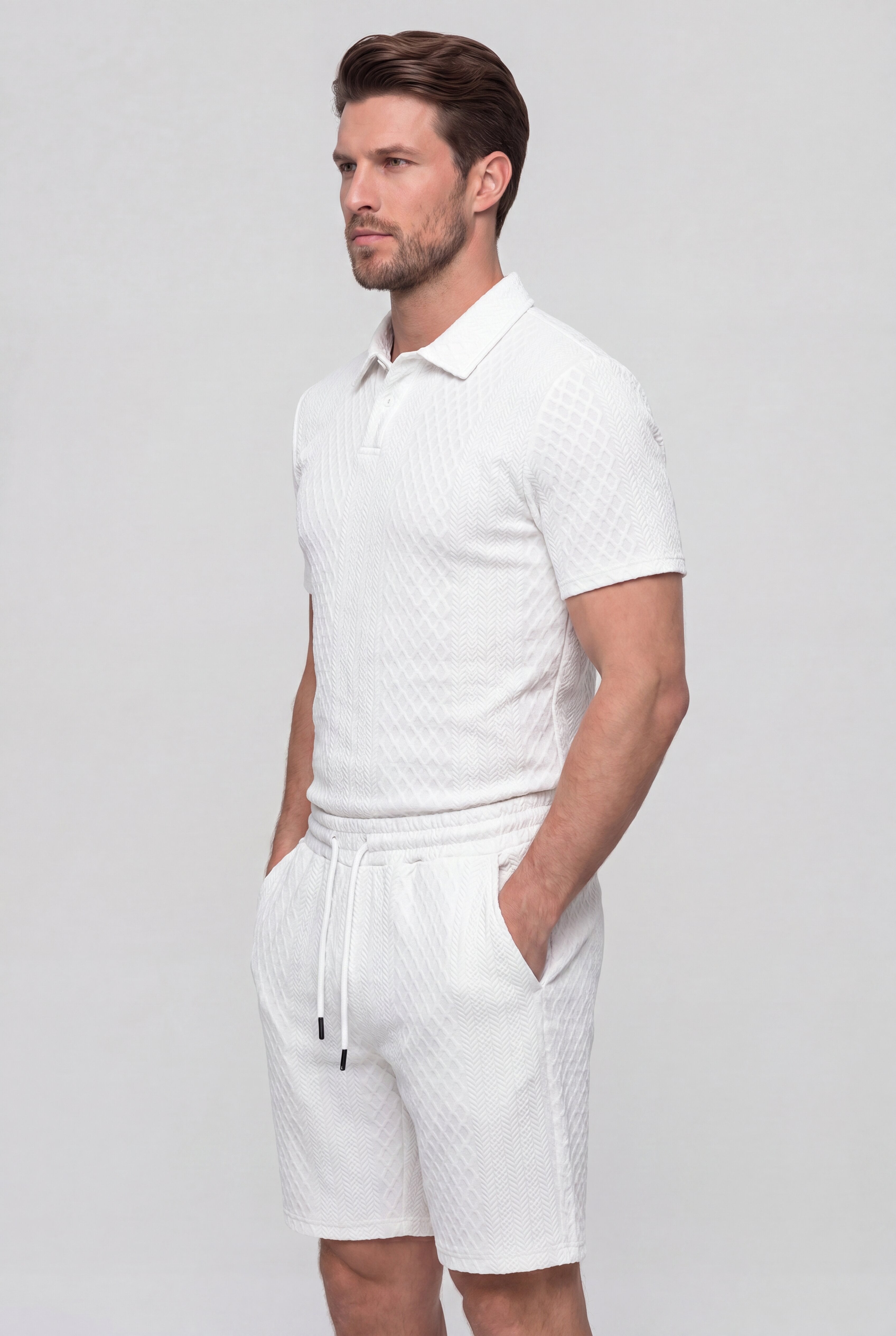 AUREVON JACQUARD POLO SET – WHITE