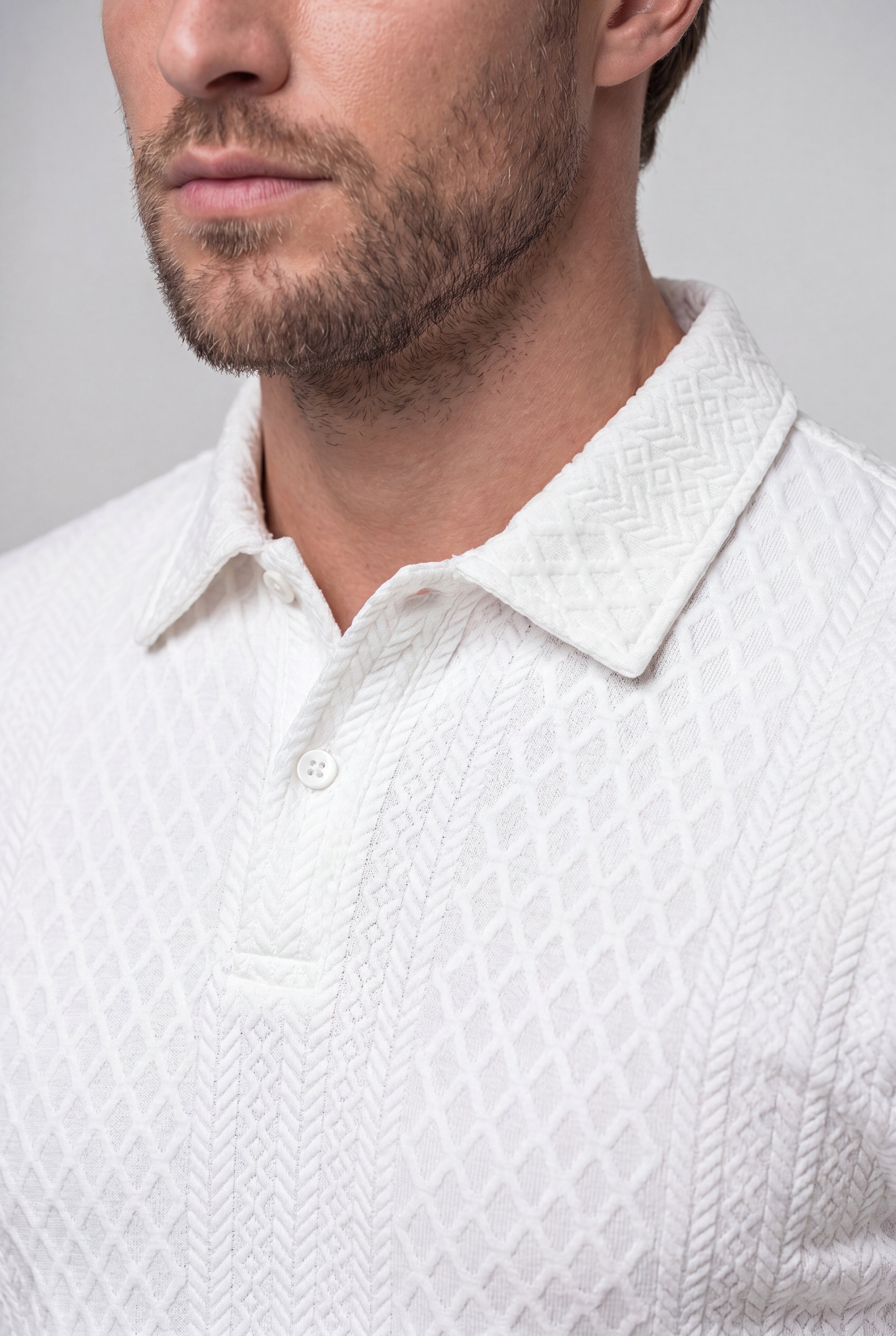 AUREVON JACQUARD POLO SET – WHITE