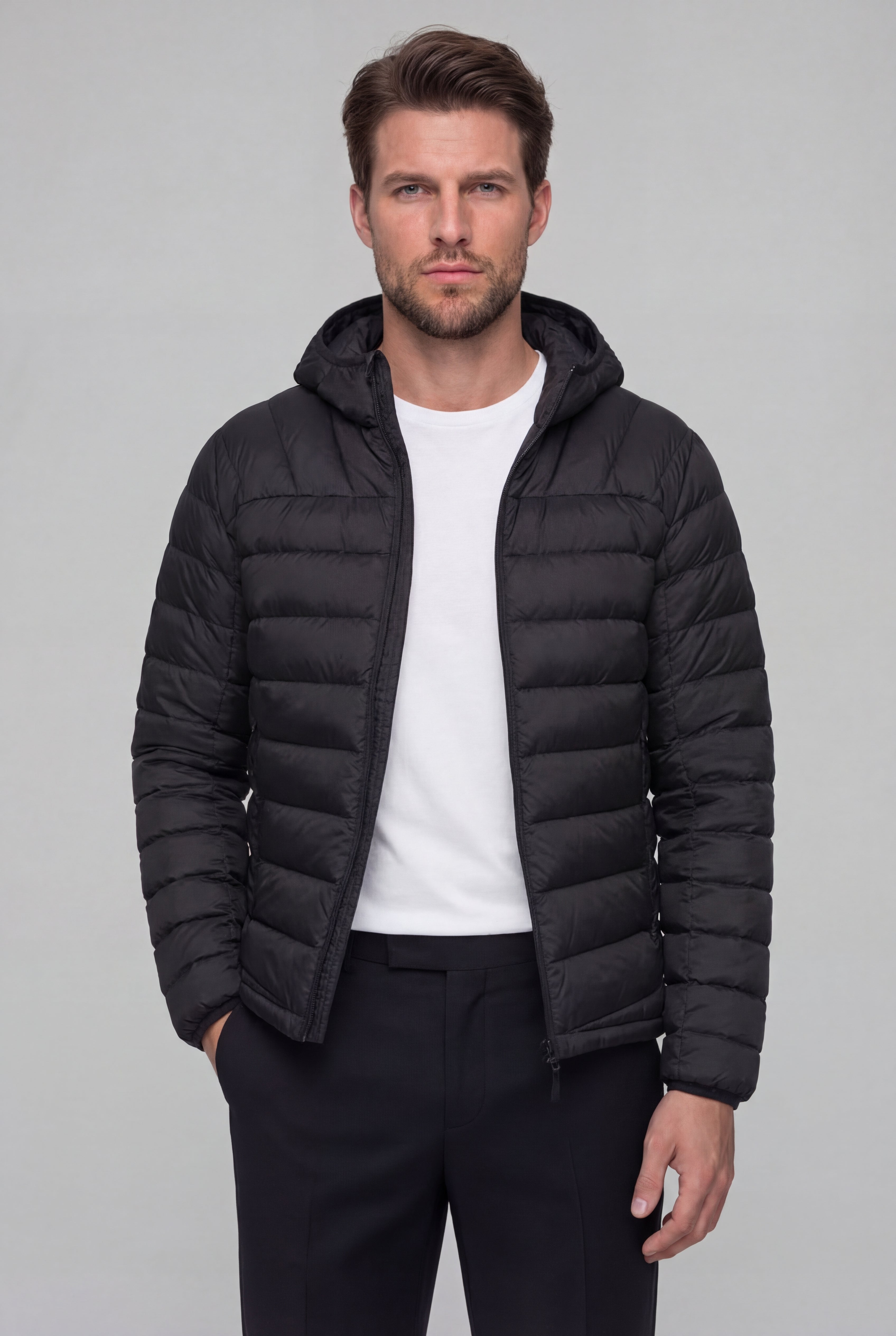 AUREX LIGHTWEIGHT PUFFER JACKET – BLACK