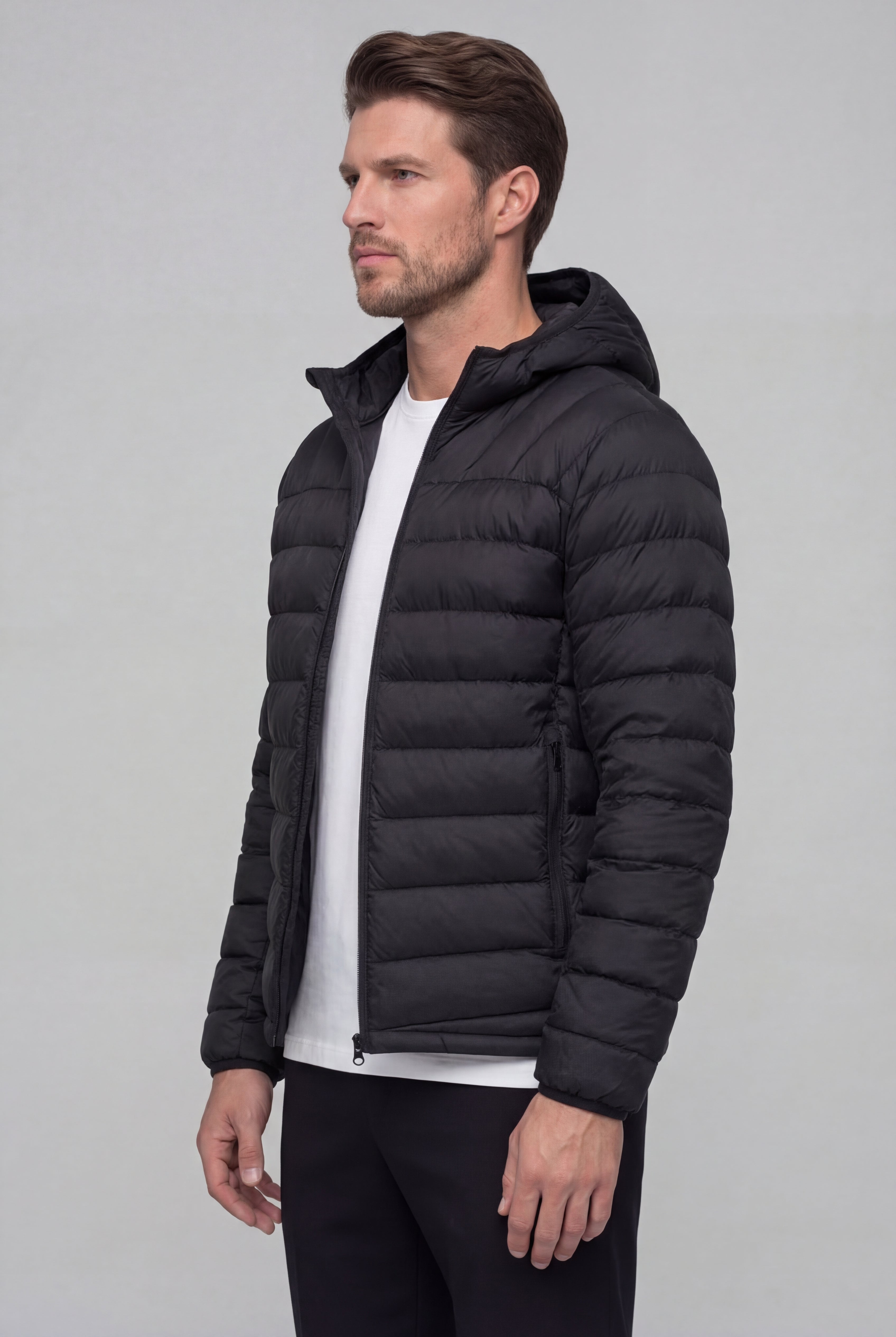 AUREX LIGHTWEIGHT PUFFER JACKET – BLACK