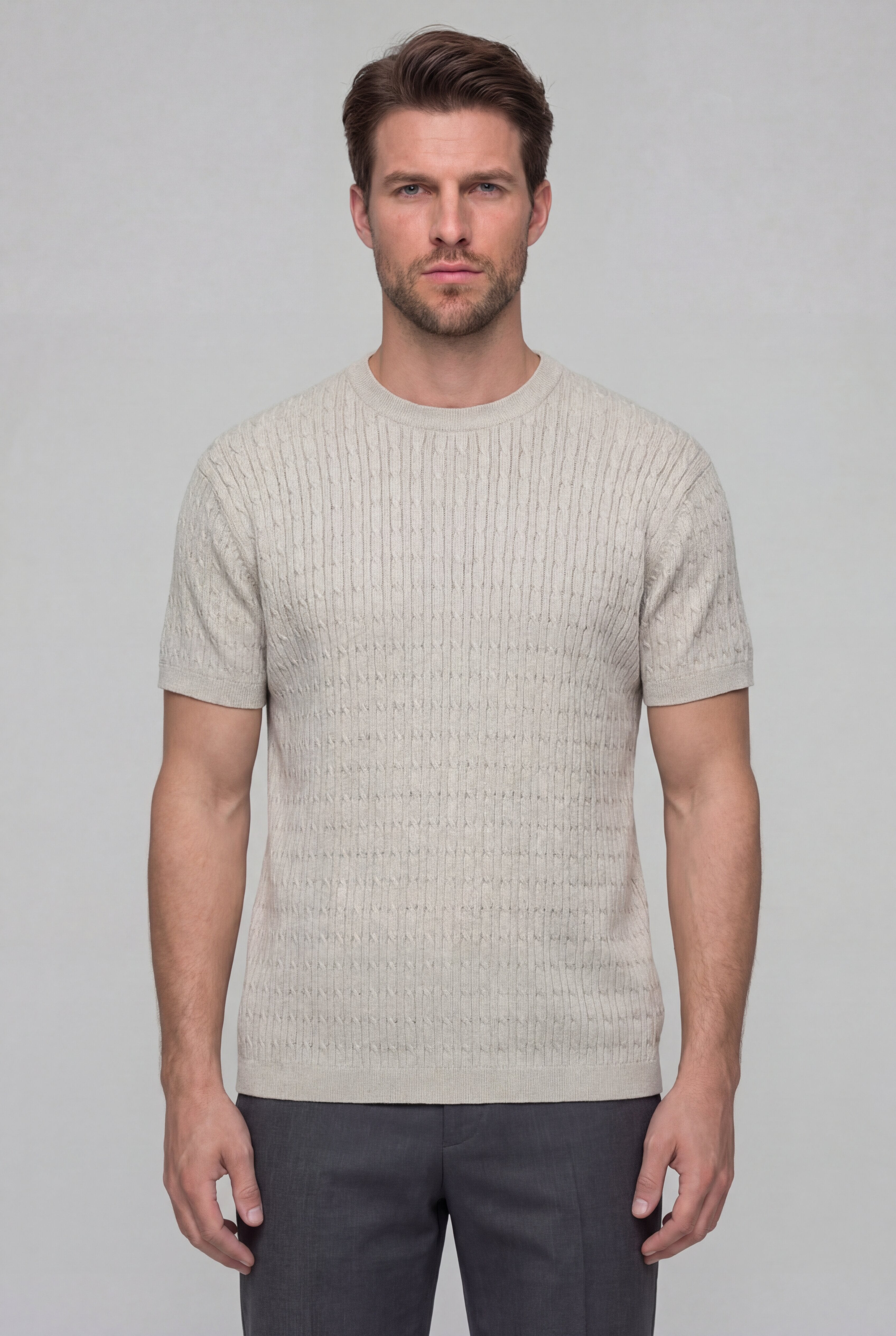 AUSREN TEXTURED KNIT T-SHIRT – KHAKI