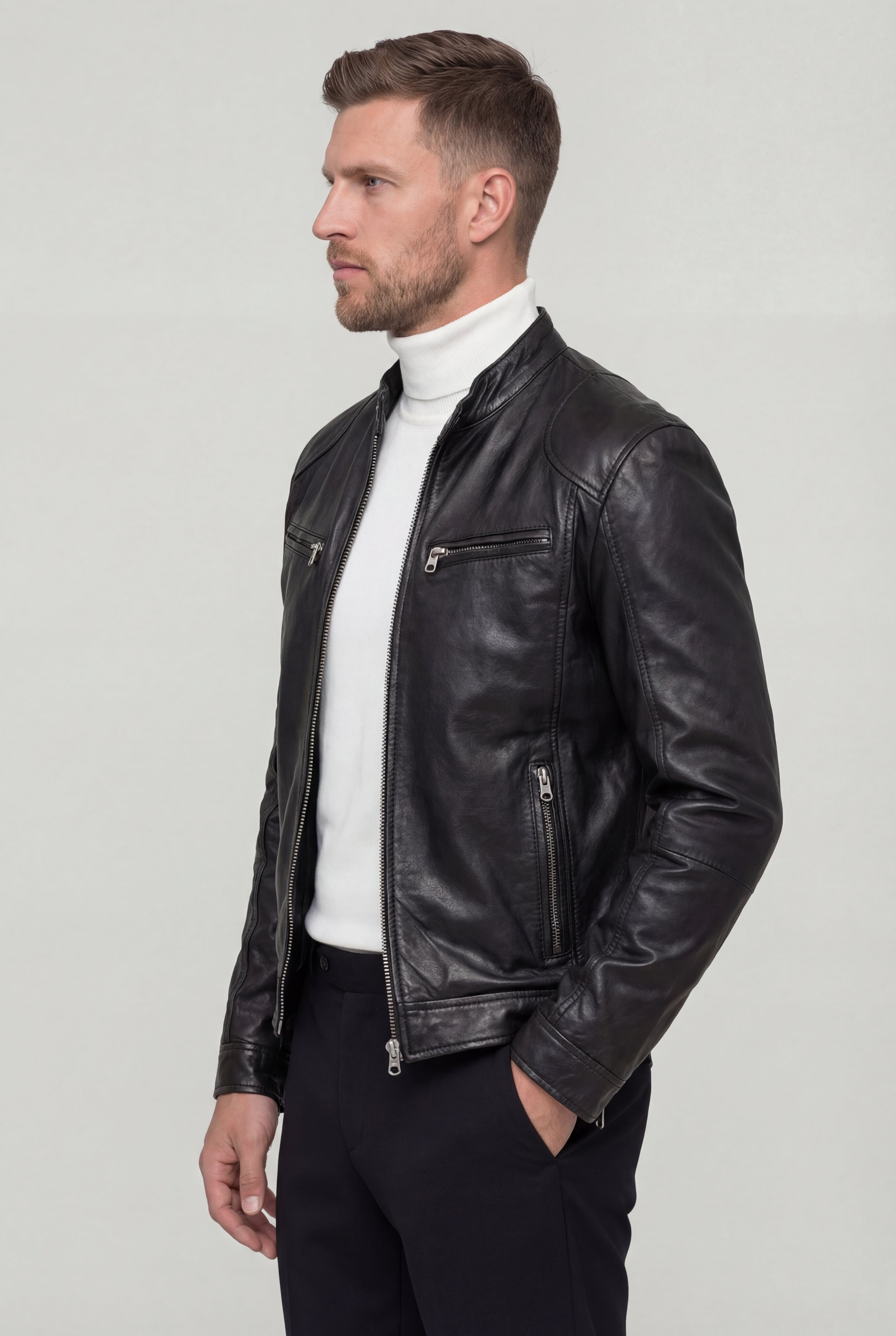 AVIRO LEATHER JACKET – BLACK