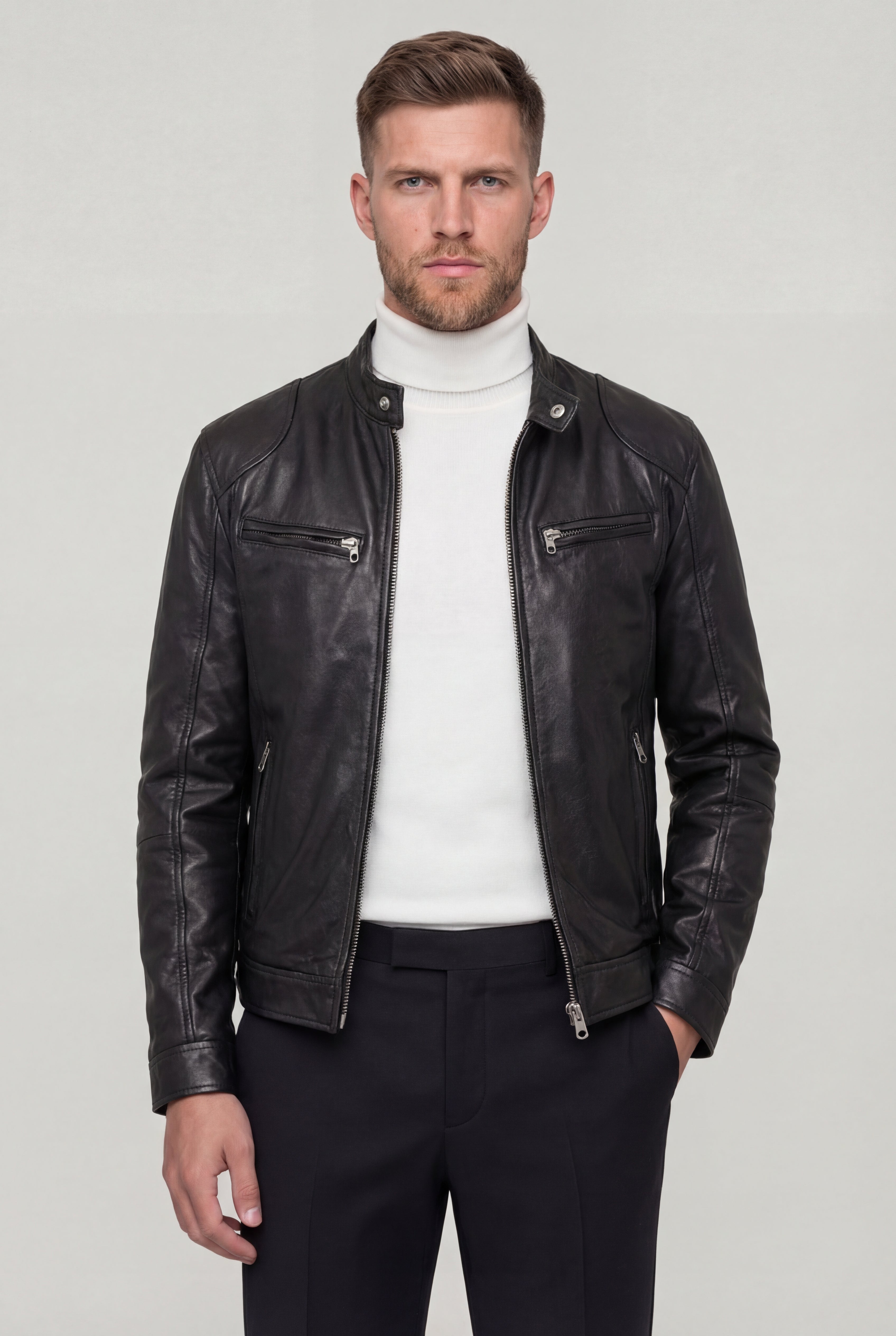 AVIRO LEATHER JACKET – BLACK