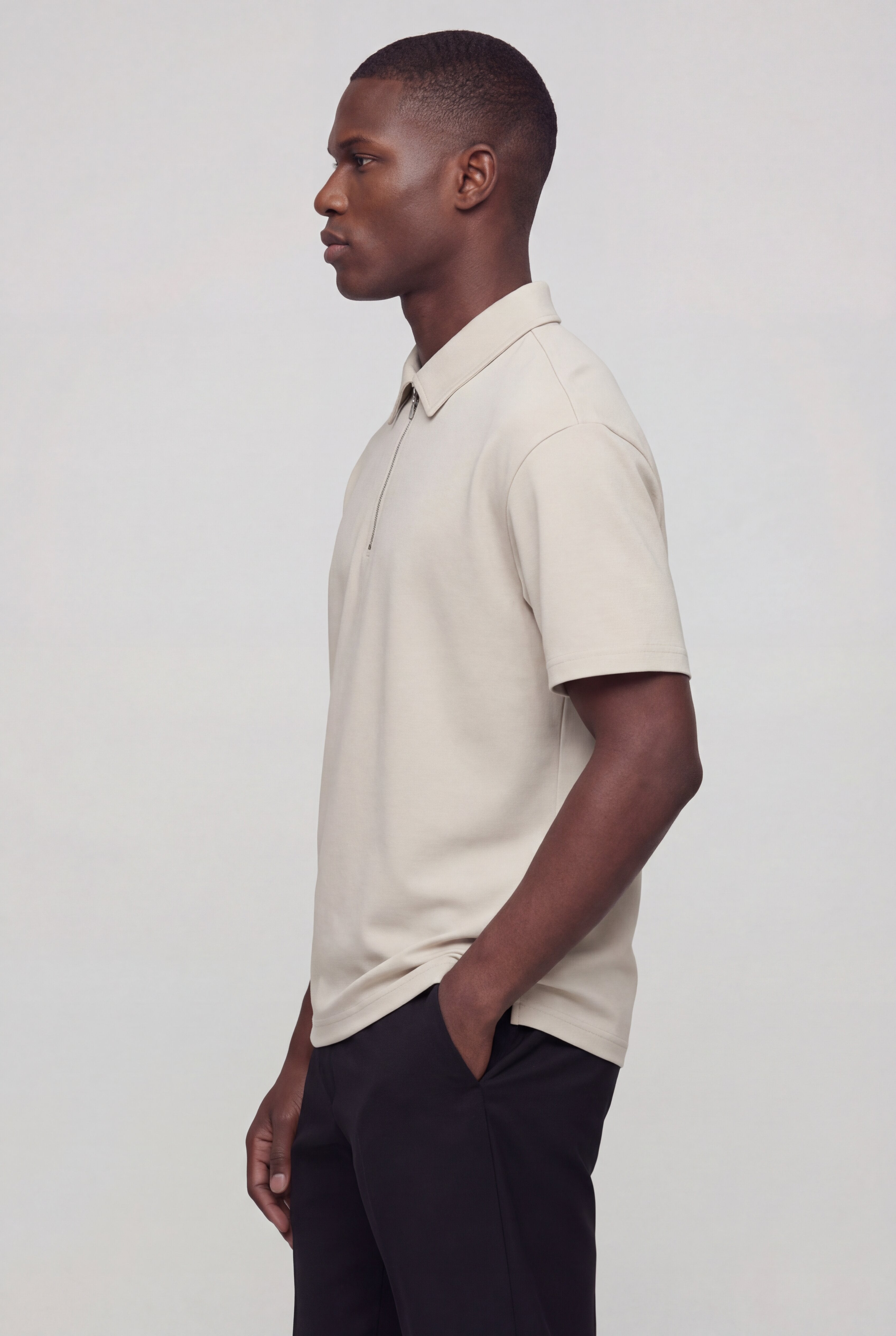 AZERON ZIP POLO T-SHIRT – APRICOT