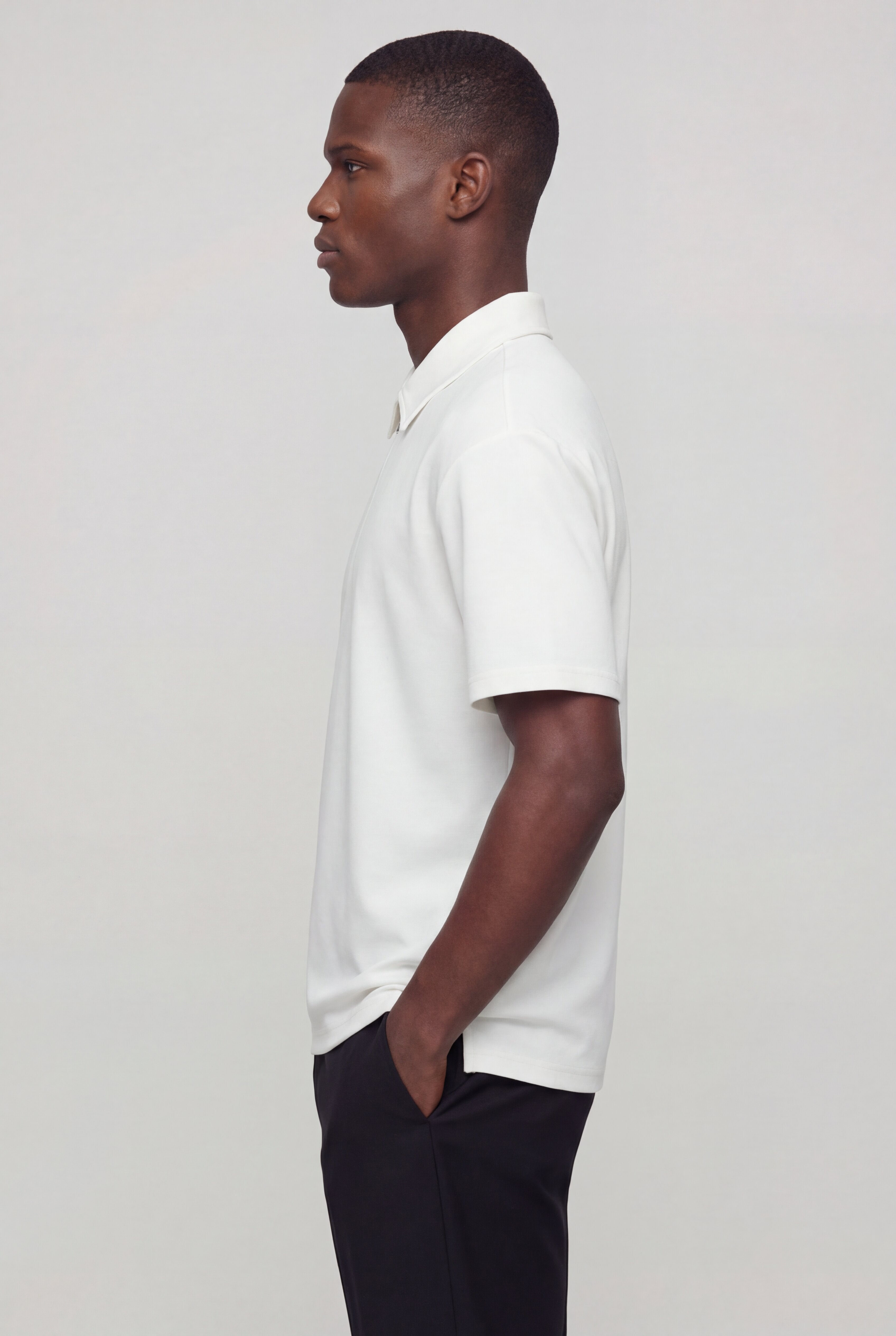 AZERON ZIP POLO T-SHIRT – WHITE