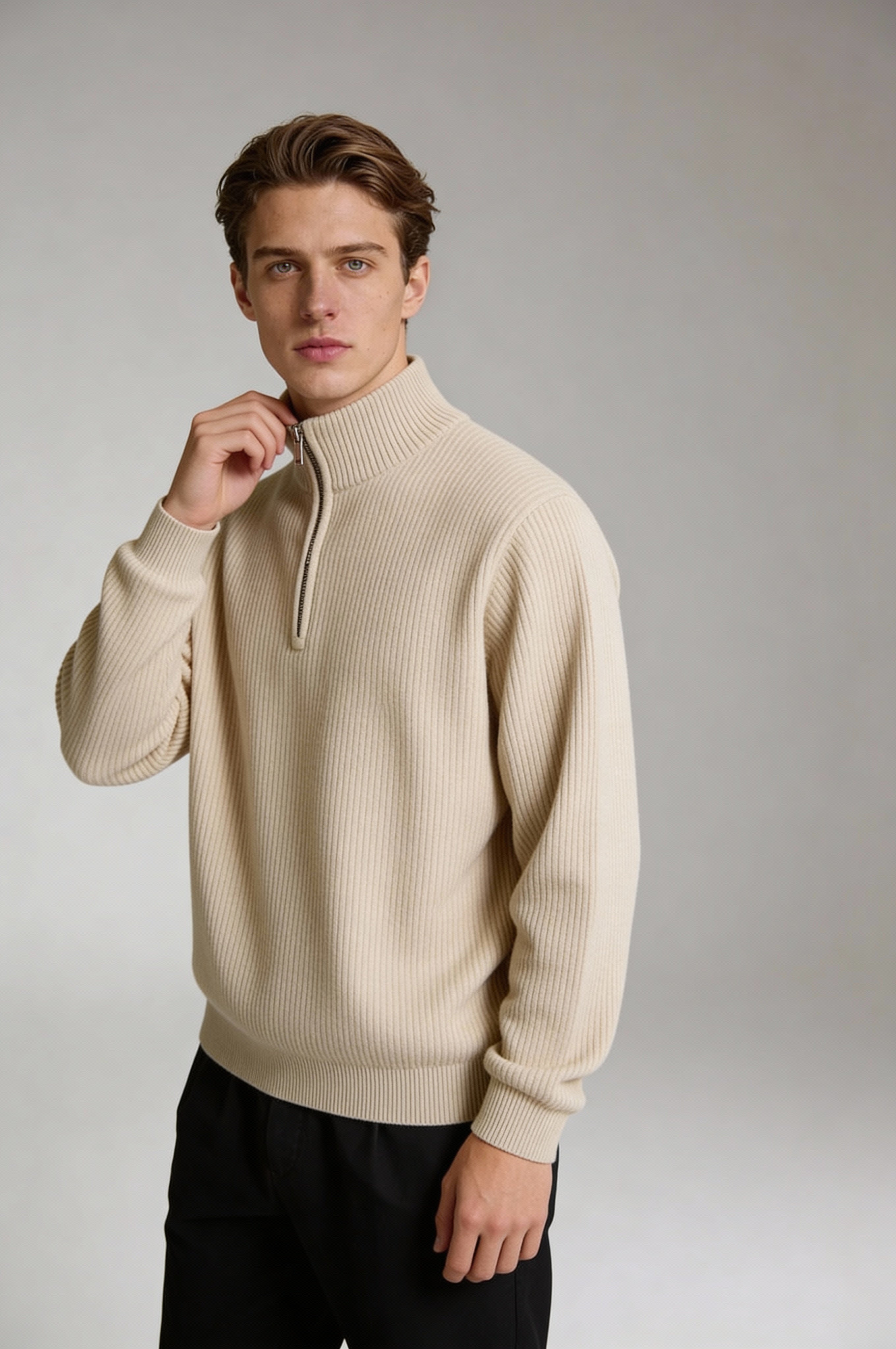 Ardenholt Quarter-Zip Sweater – Beige