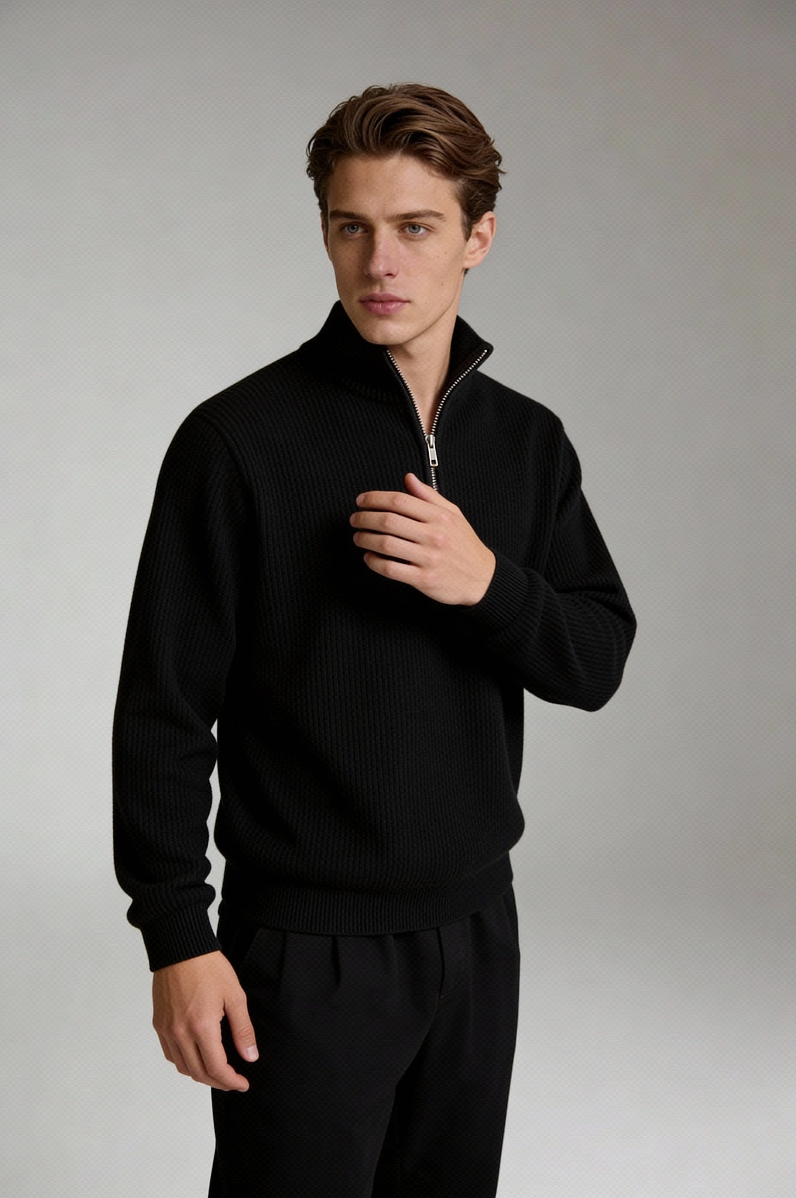 Ardenholt Quarter-Zip Sweater – Black