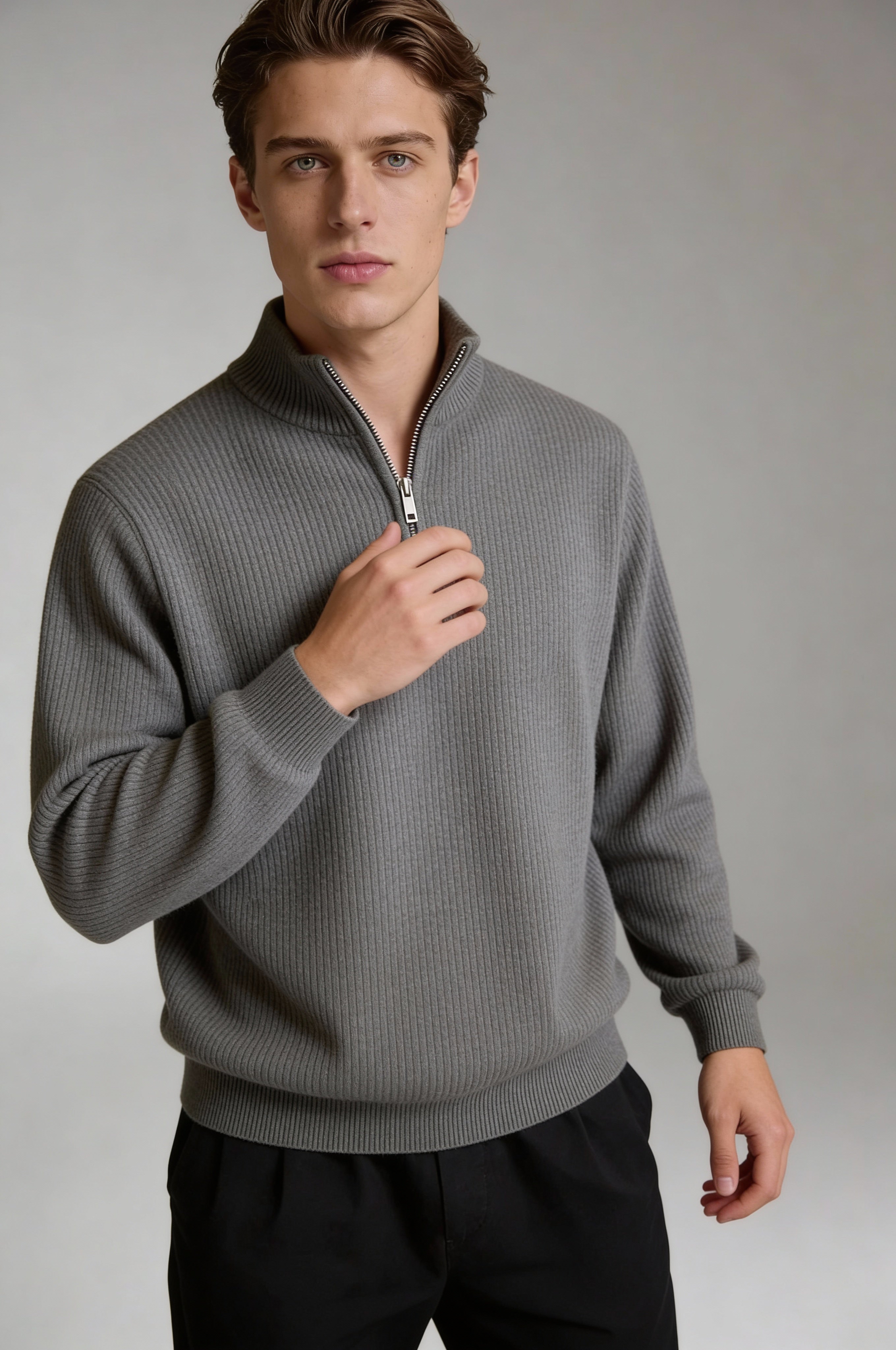 Ardenholt Quarter-Zip Sweater – Gray
