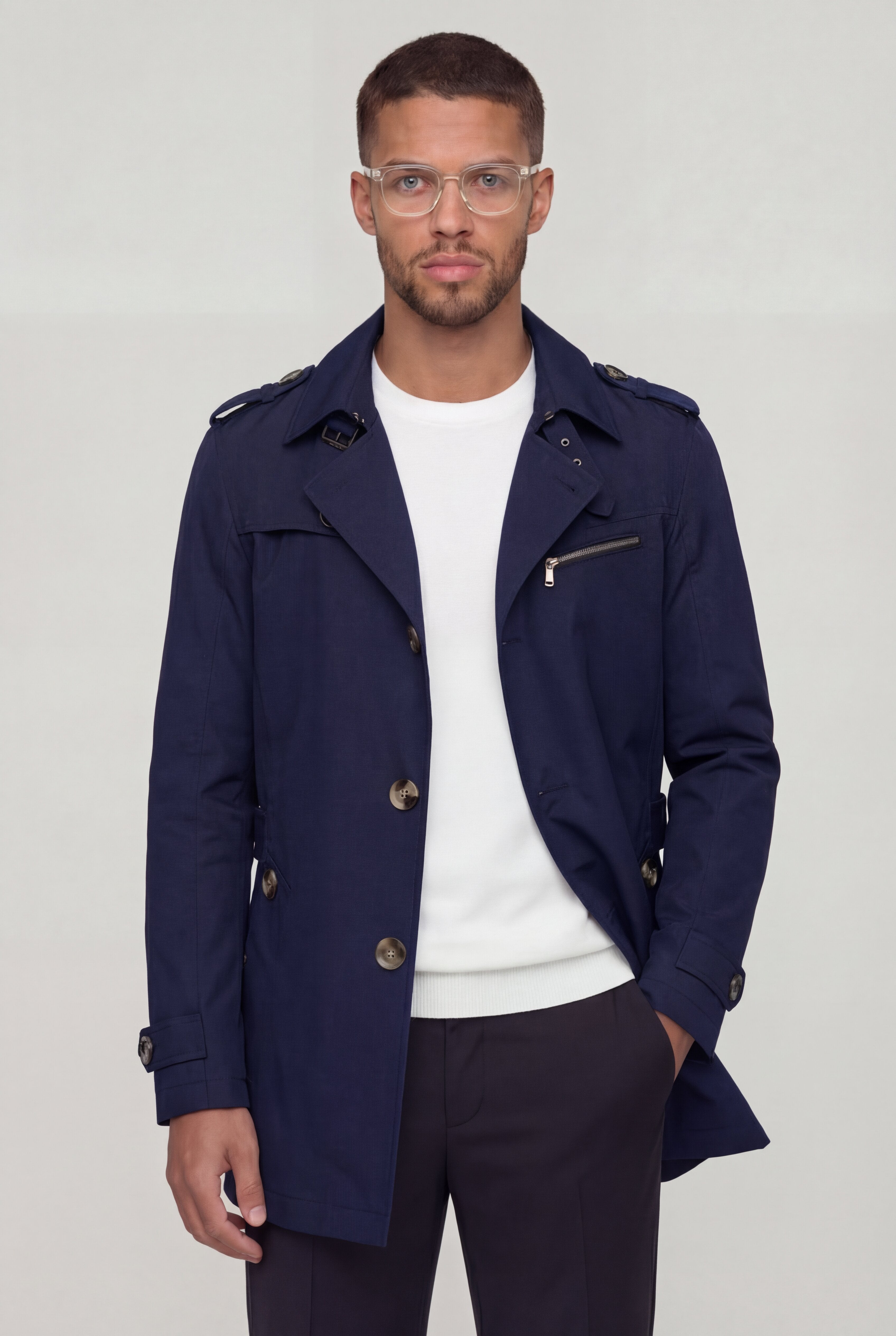 BELMONT TRENCH COAT – NAVY