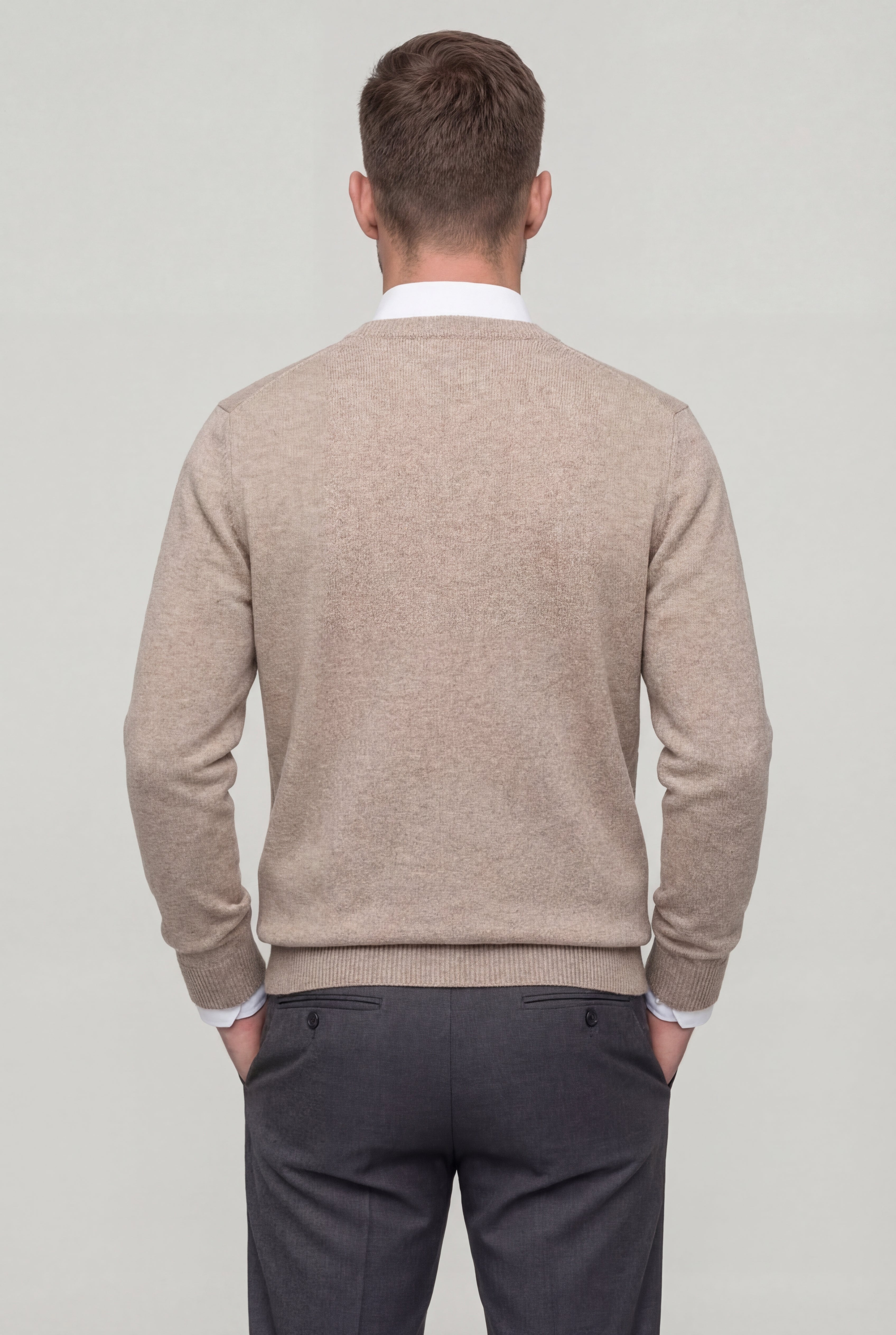 CALDREN WOOL V-NECK SWEATER – BEIGE