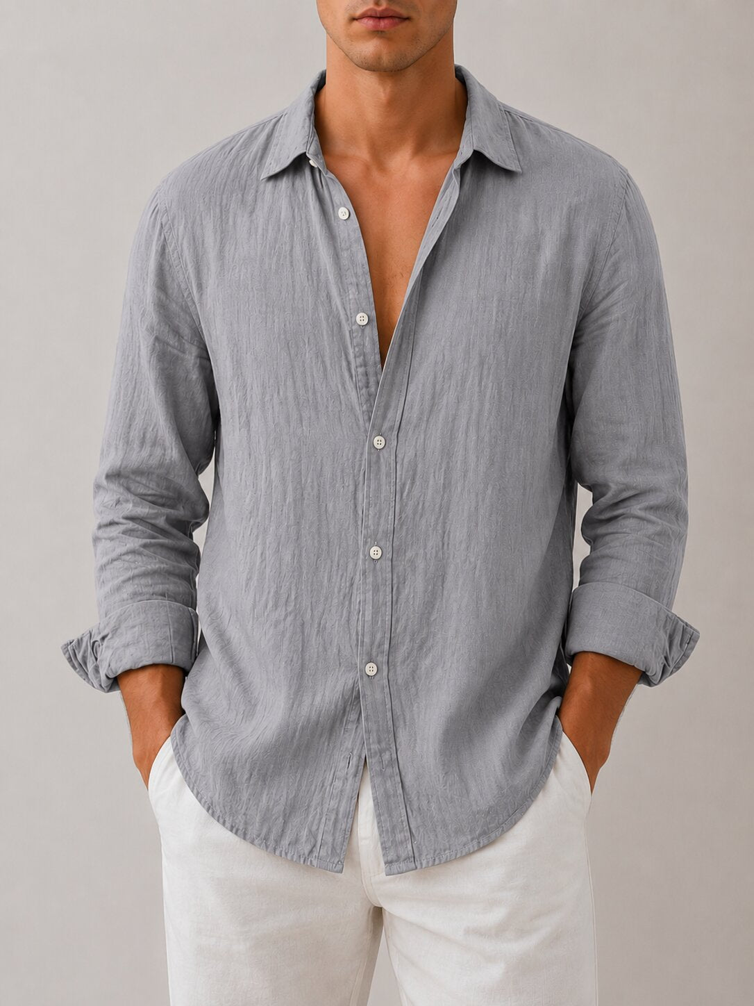 CALVIRO LINEN SHIRT – GRAY