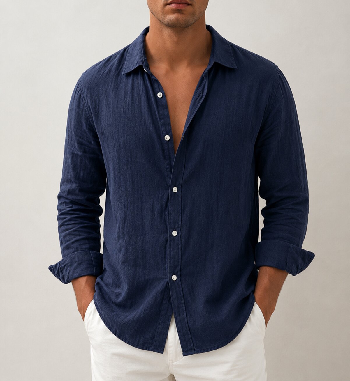 CALVIRO LINEN SHIRT – NAVY