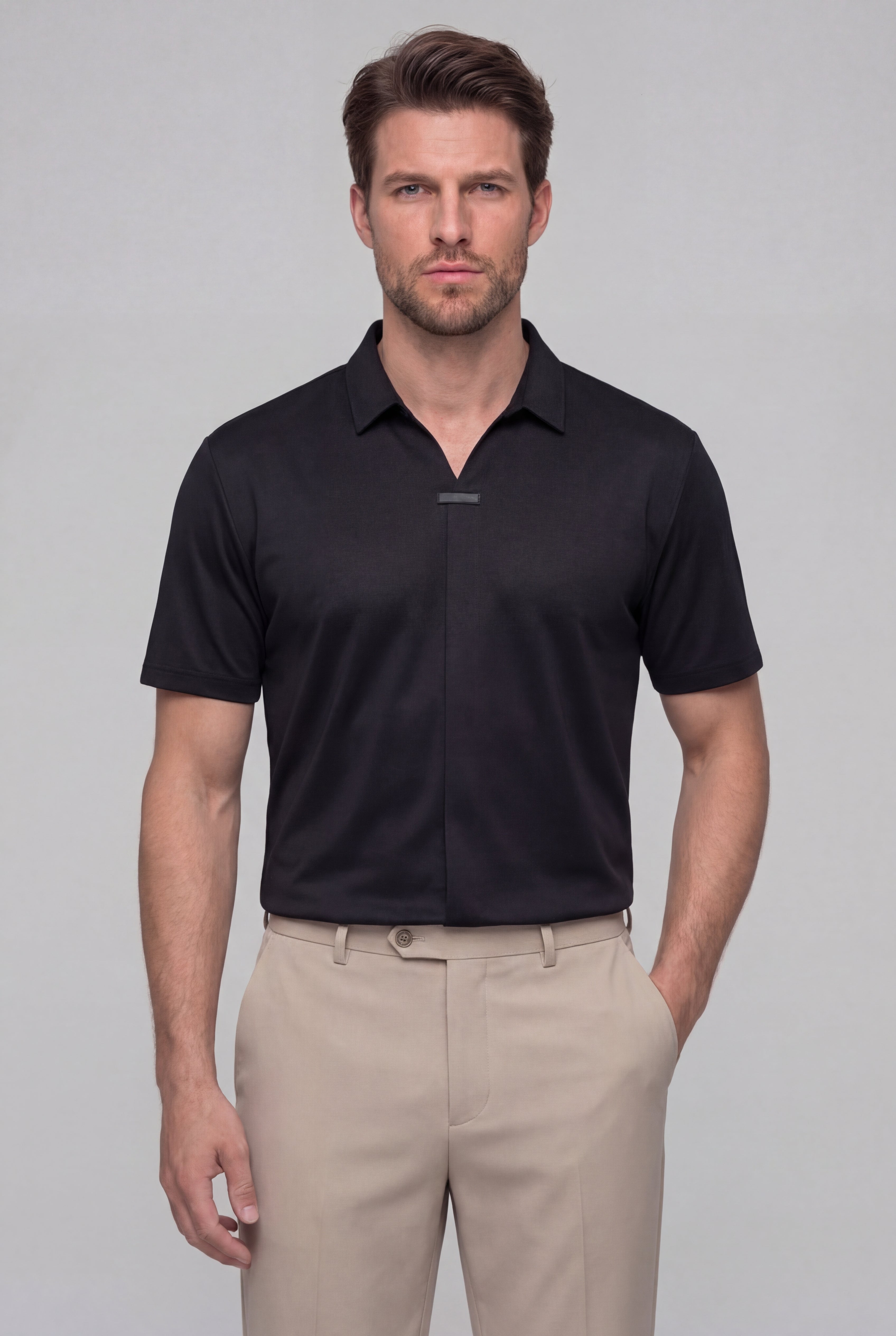 CAVERO ANTI-WRINKLE SHIRT – BLACK