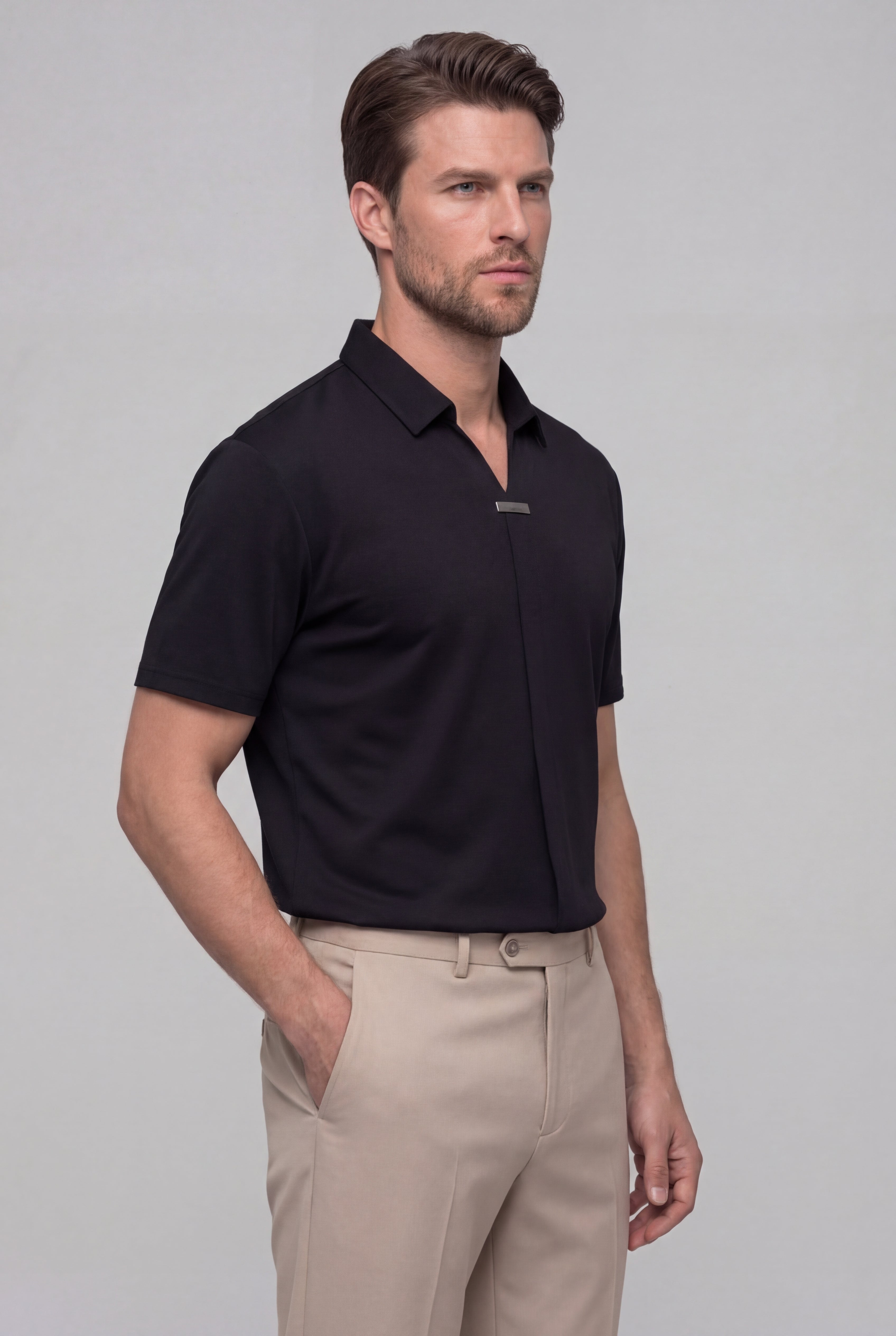 CAVERO ANTI-WRINKLE SHIRT – BLACK