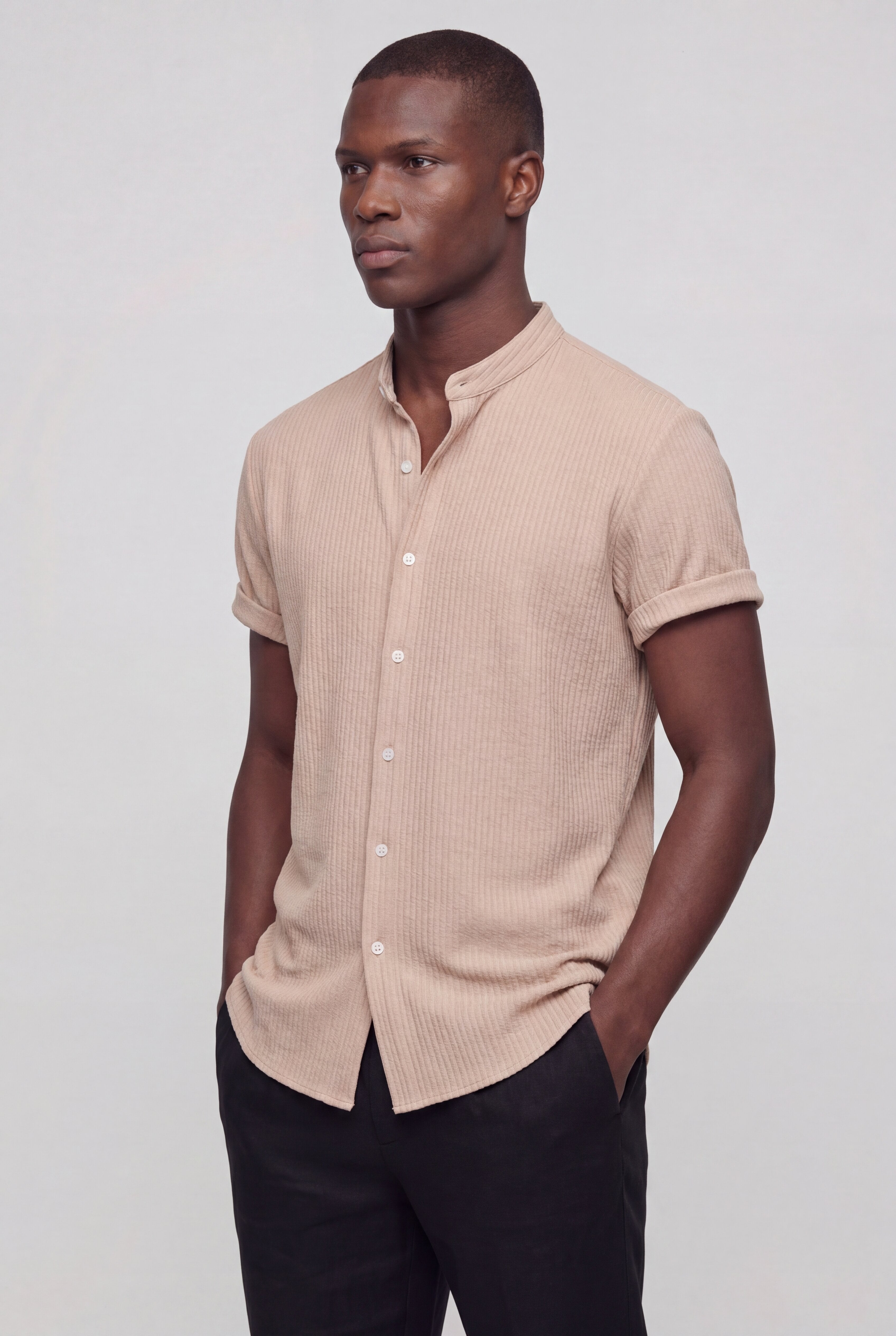 CYNTARO TEXTURED SHIRT – BROWN