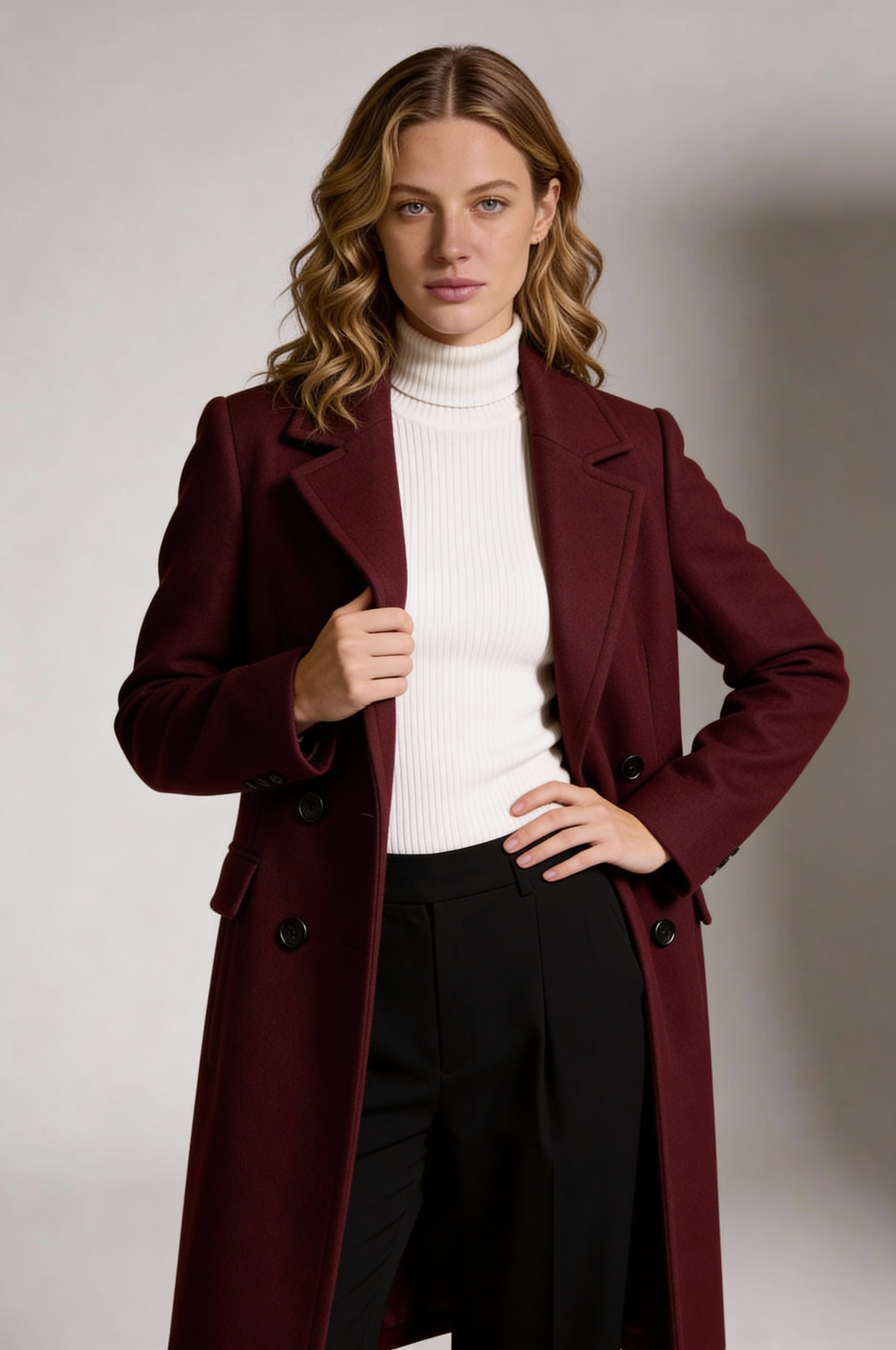 Caldrin Wool Coat - Burgundy