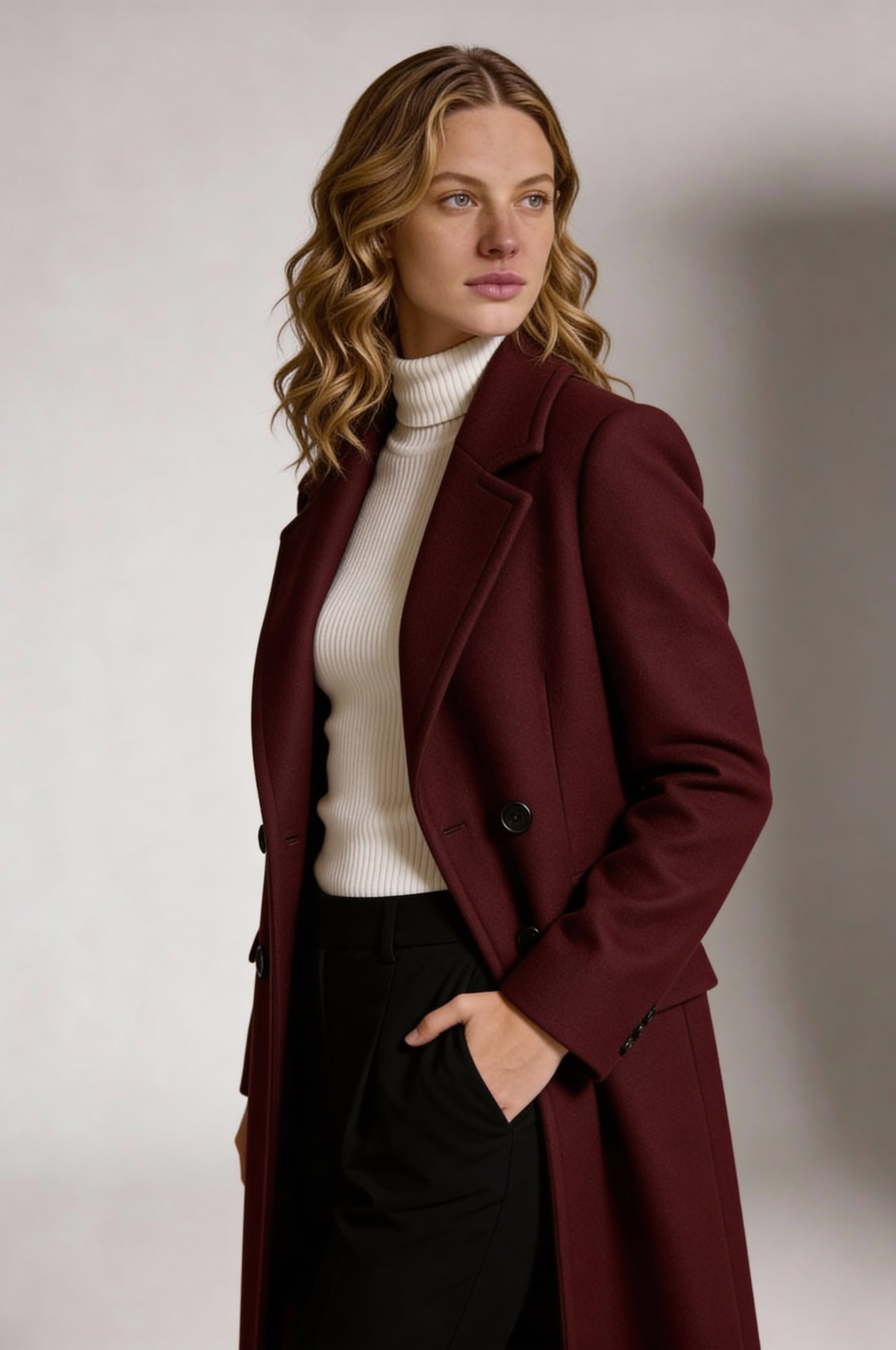 Caldrin Wool Coat - Burgundy