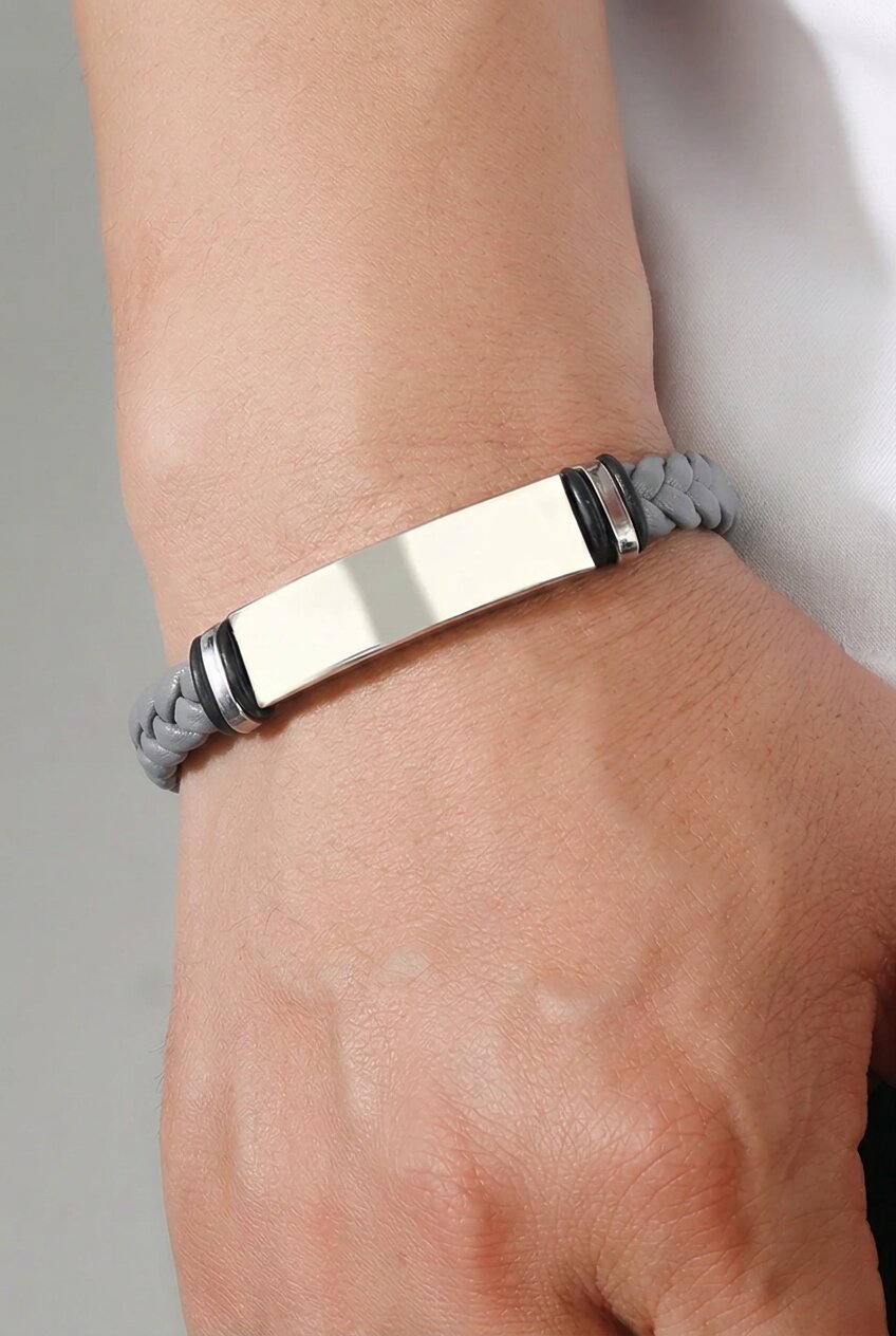 DANVOR BRAIDED PLATE BRACELET - GRAY