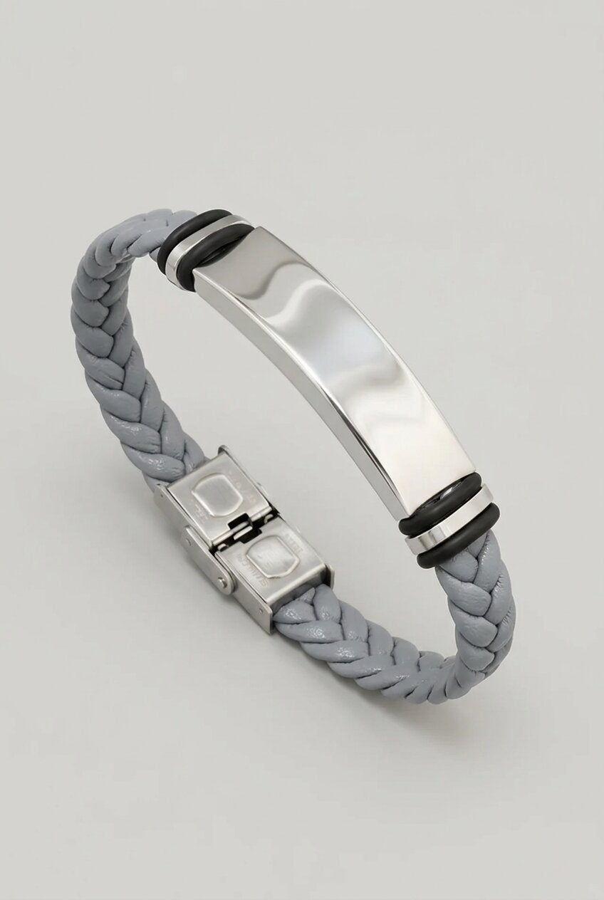 DANVOR BRAIDED PLATE BRACELET - GRAY