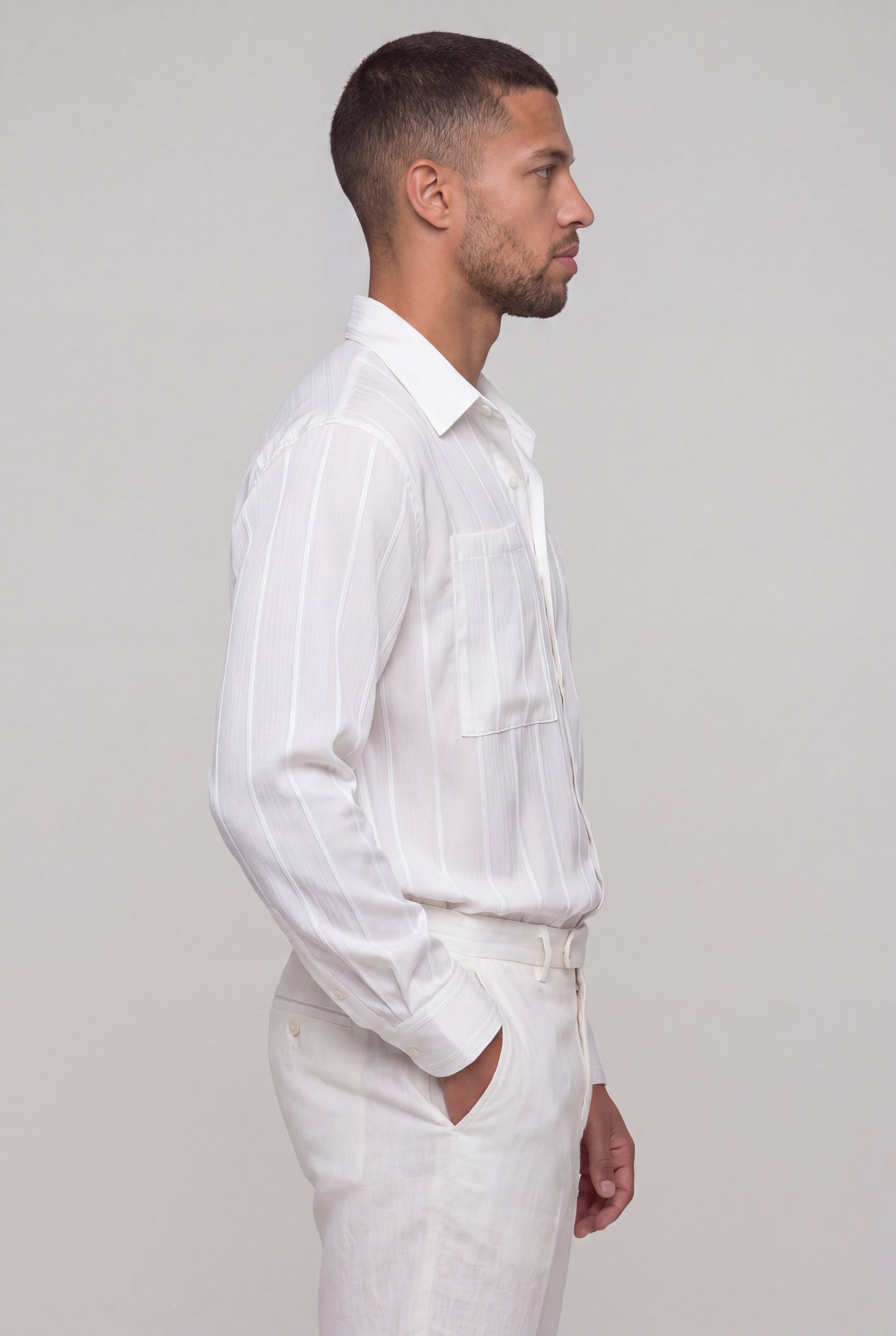 DELVN STRIPE SHIRT – WHITE