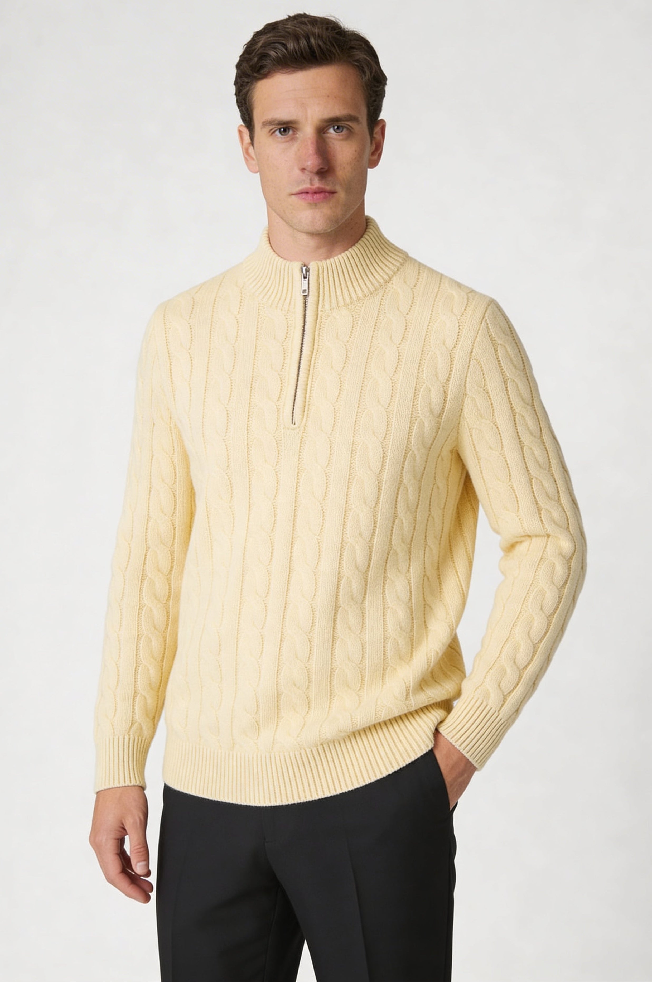 EASTON QUARTER-ZIP SWEATER – BEIGE