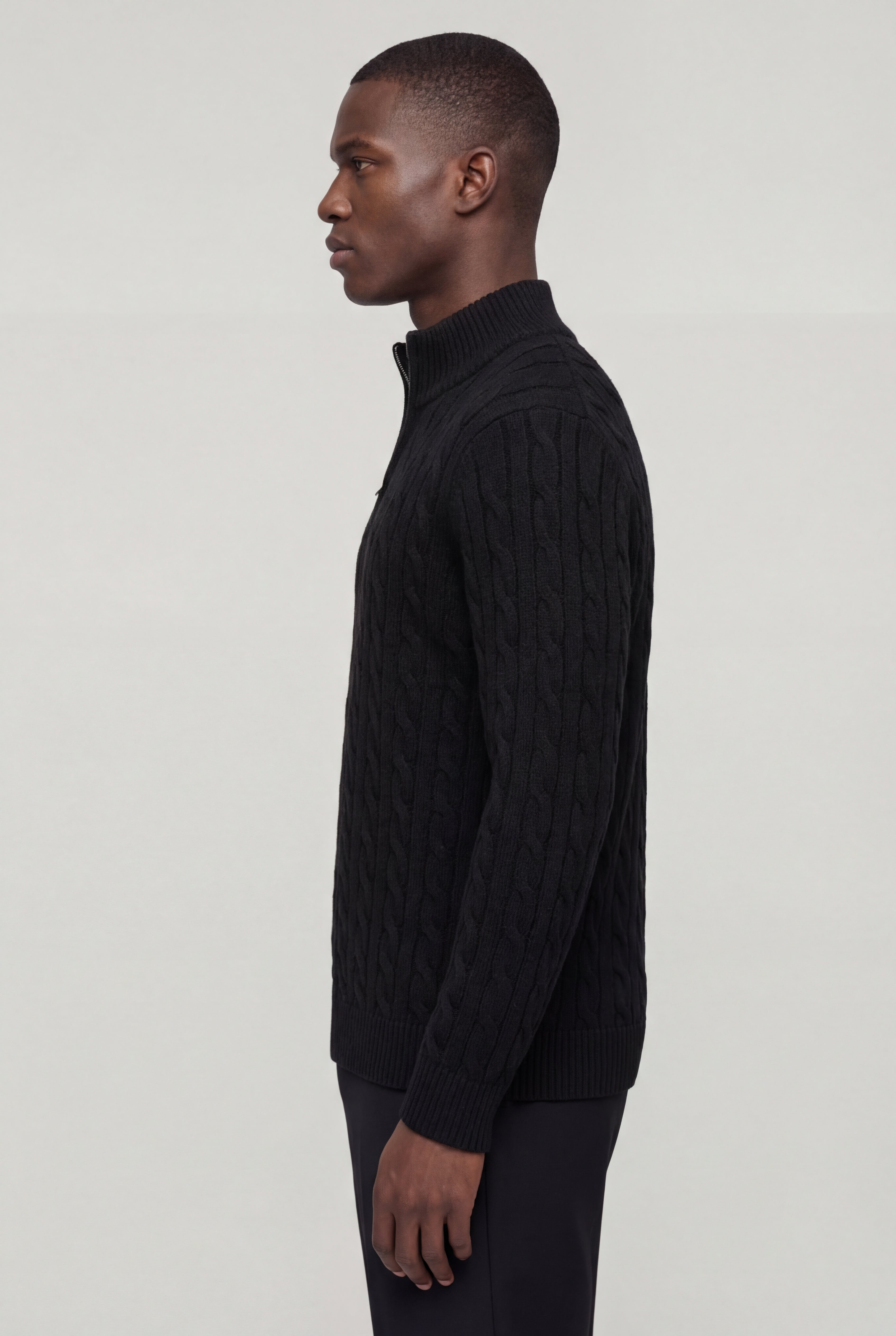 EASTON QUARTER-ZIP SWEATER – BLACK