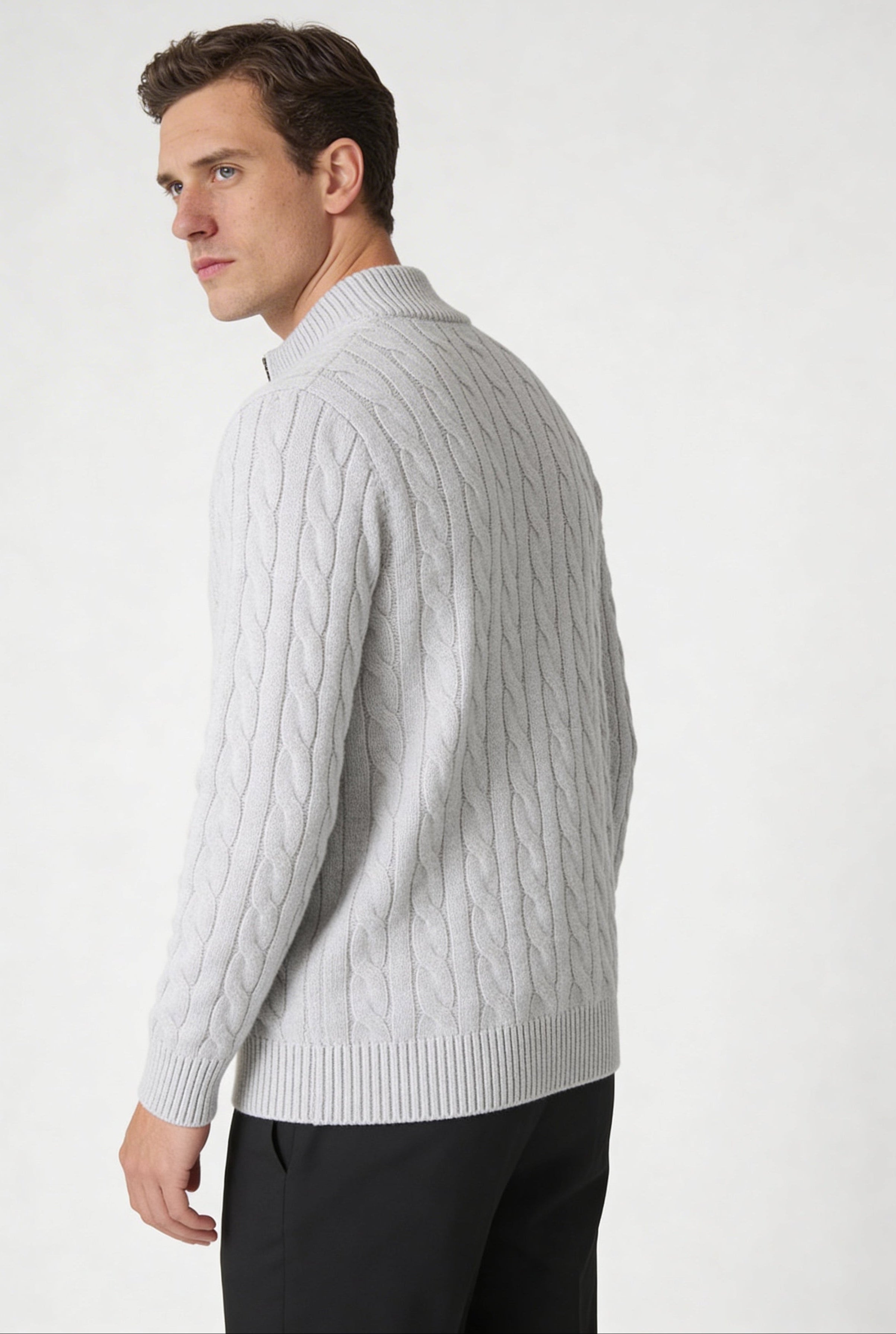 EASTON QUARTER-ZIP SWEATER – GRAY