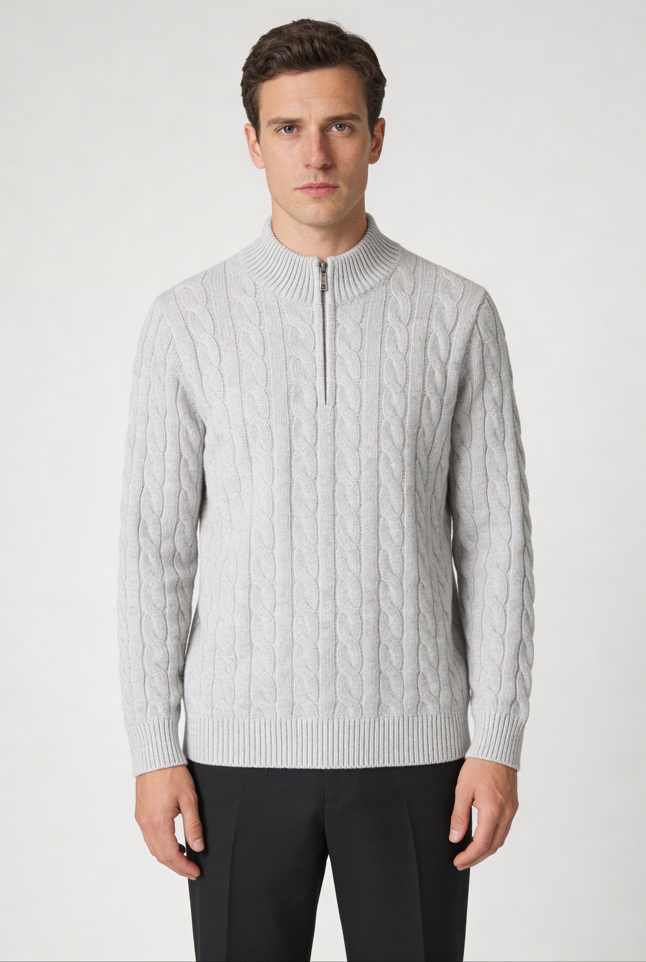 EASTON QUARTER-ZIP SWEATER – GRAY