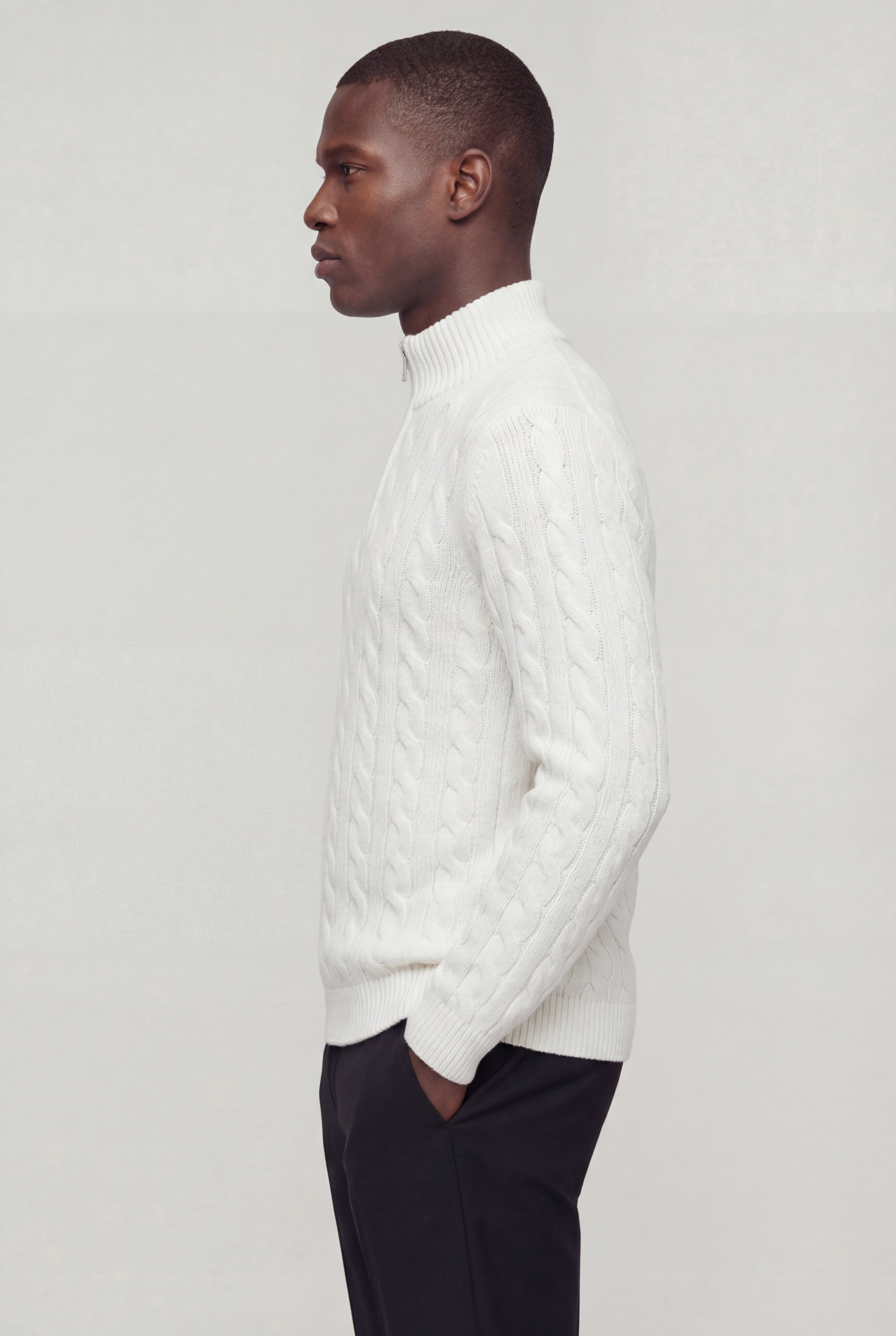 EASTON QUARTER-ZIP SWEATER – WHITE
