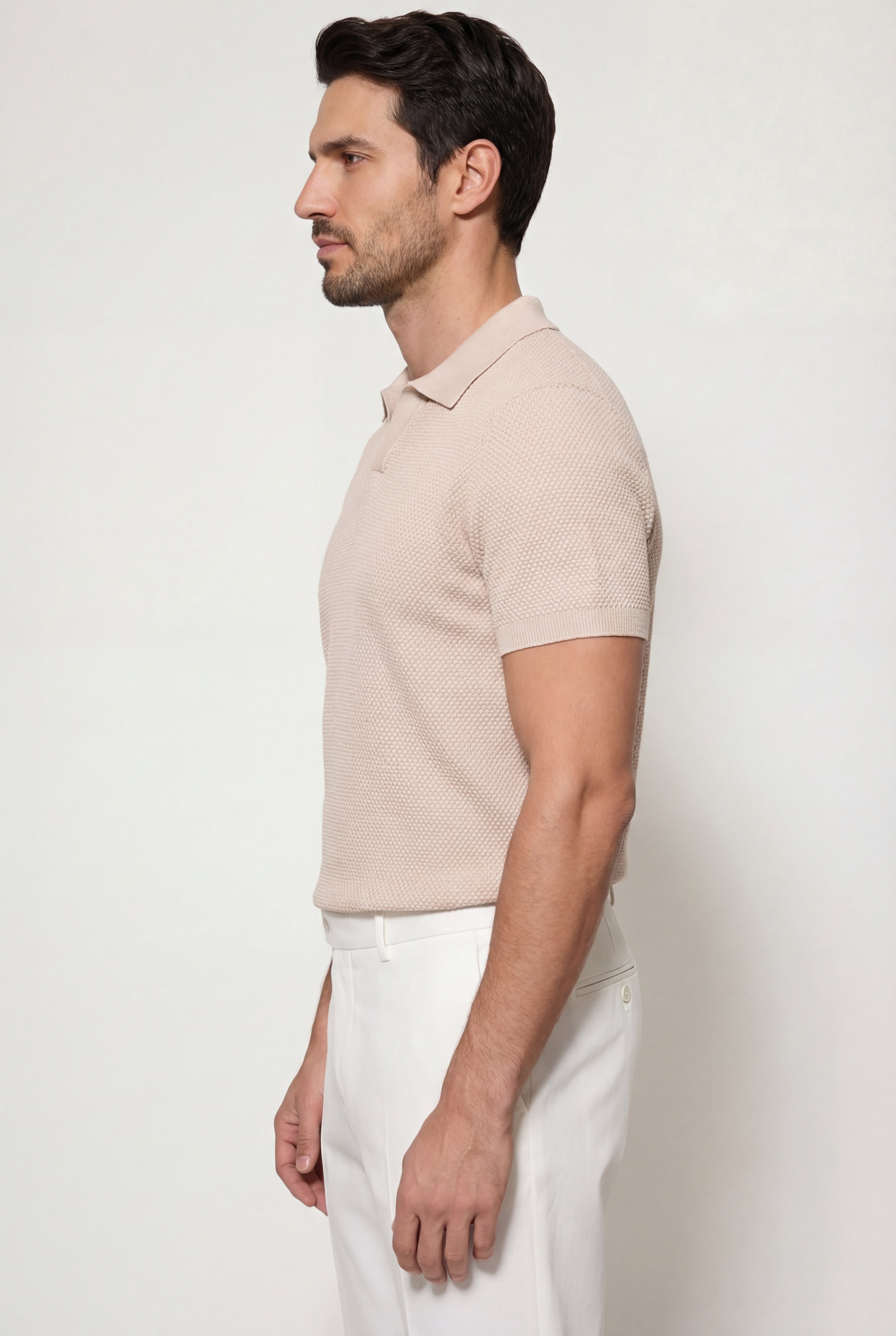 ELMORIN KNIT POLO SHIRT – BEIGE