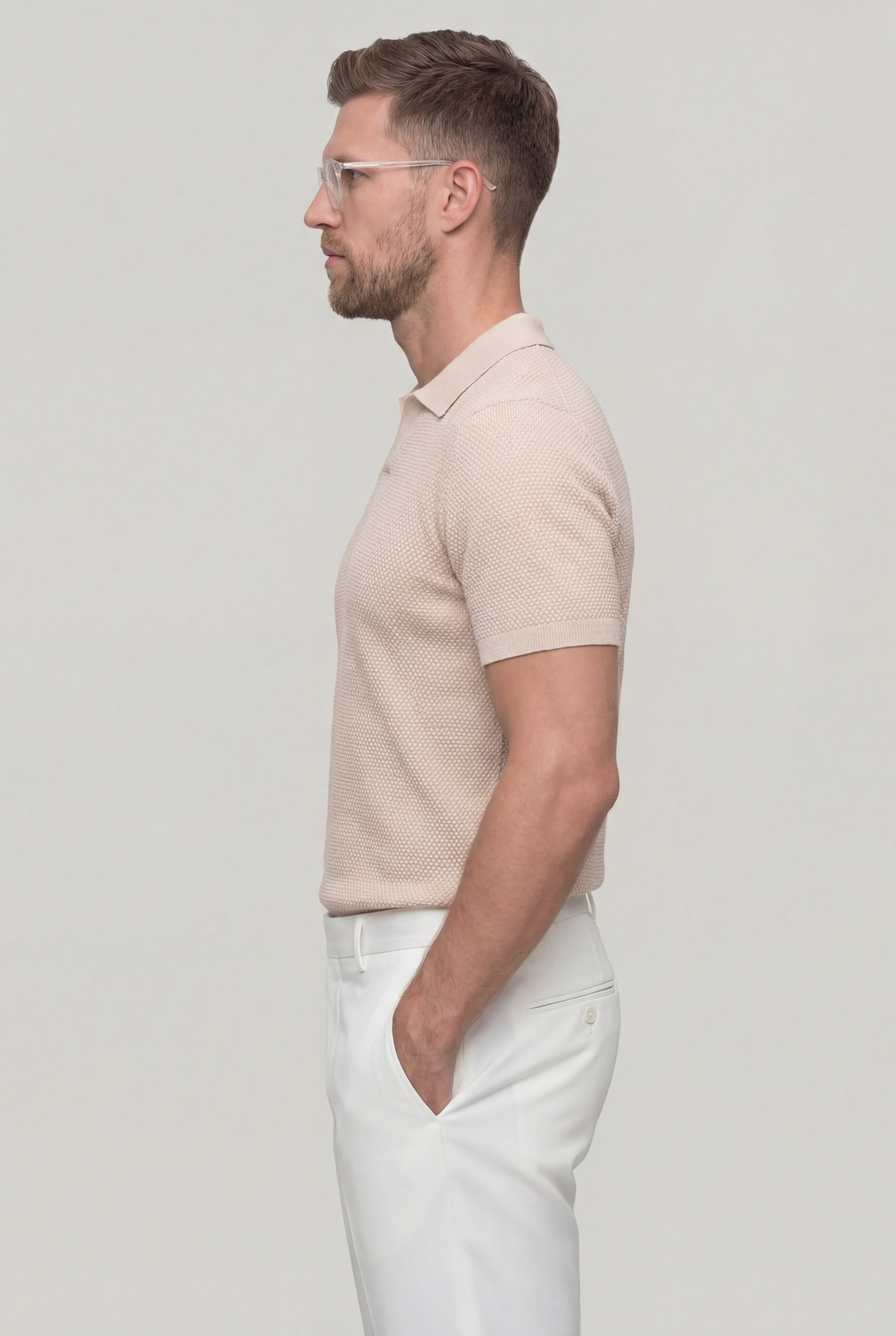 ELMORIN KNIT POLO SHIRT – BEIGE