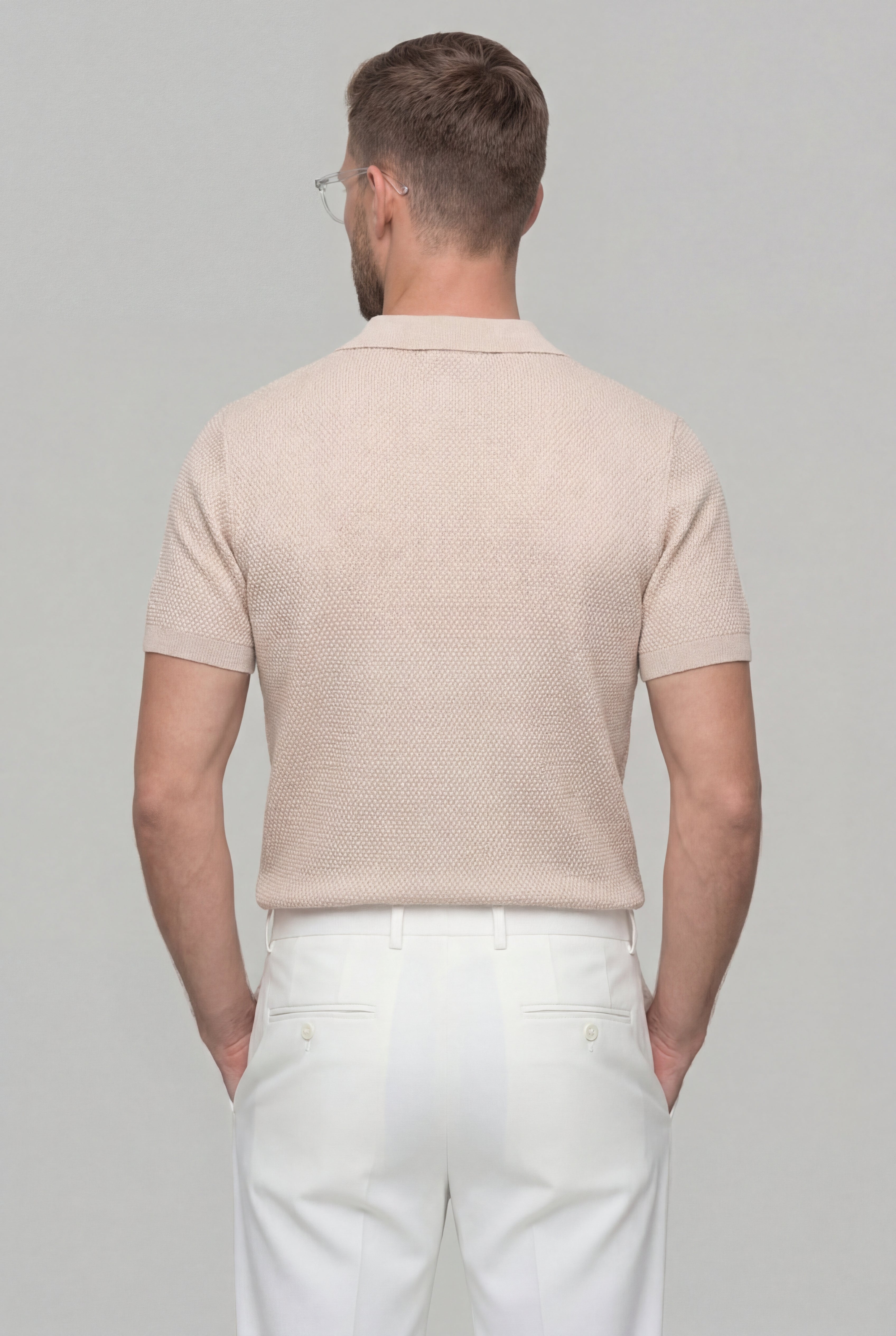 ELMORIN KNIT POLO SHIRT – BEIGE
