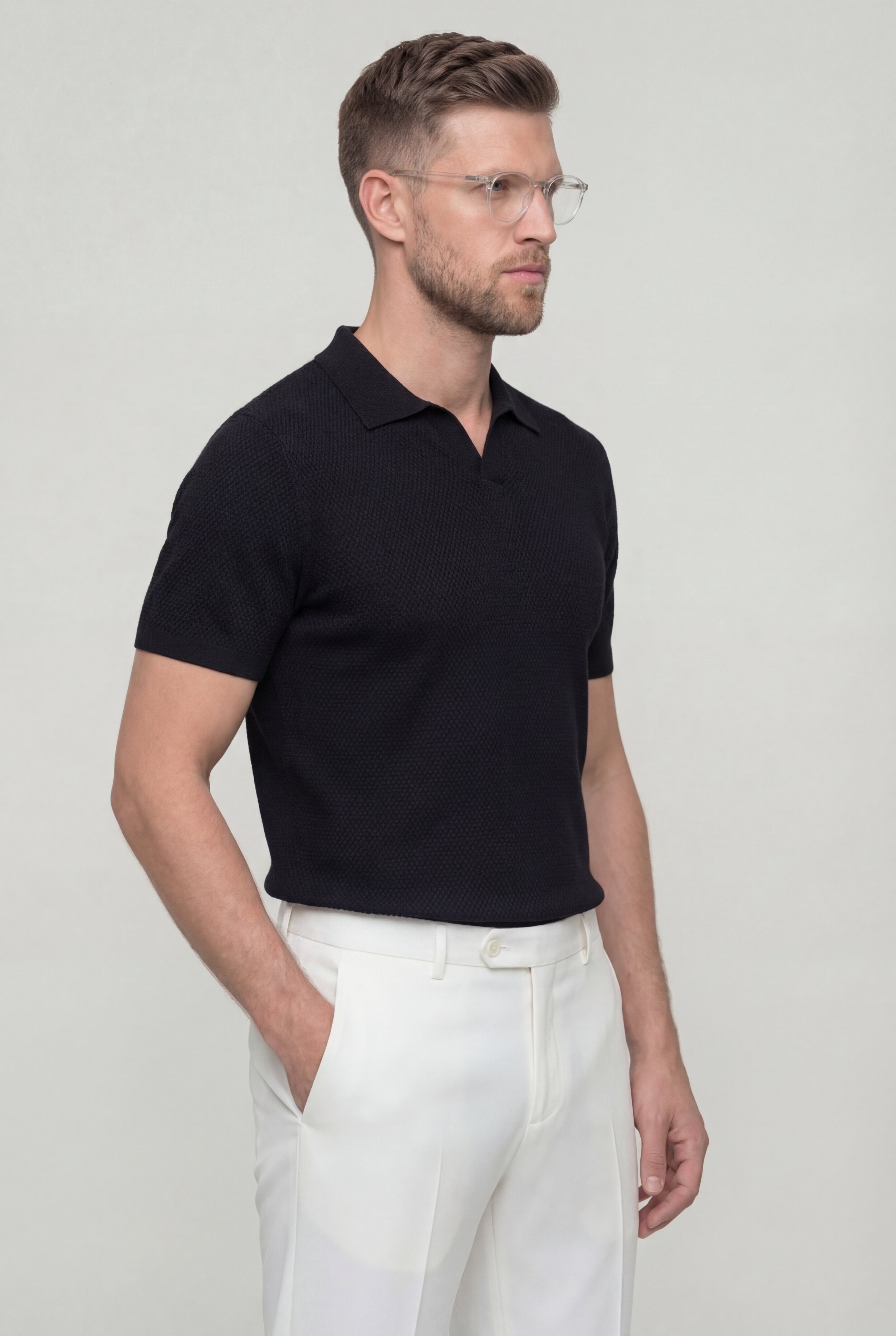 ELMORIN KNIT POLO SHIRT – BLACK