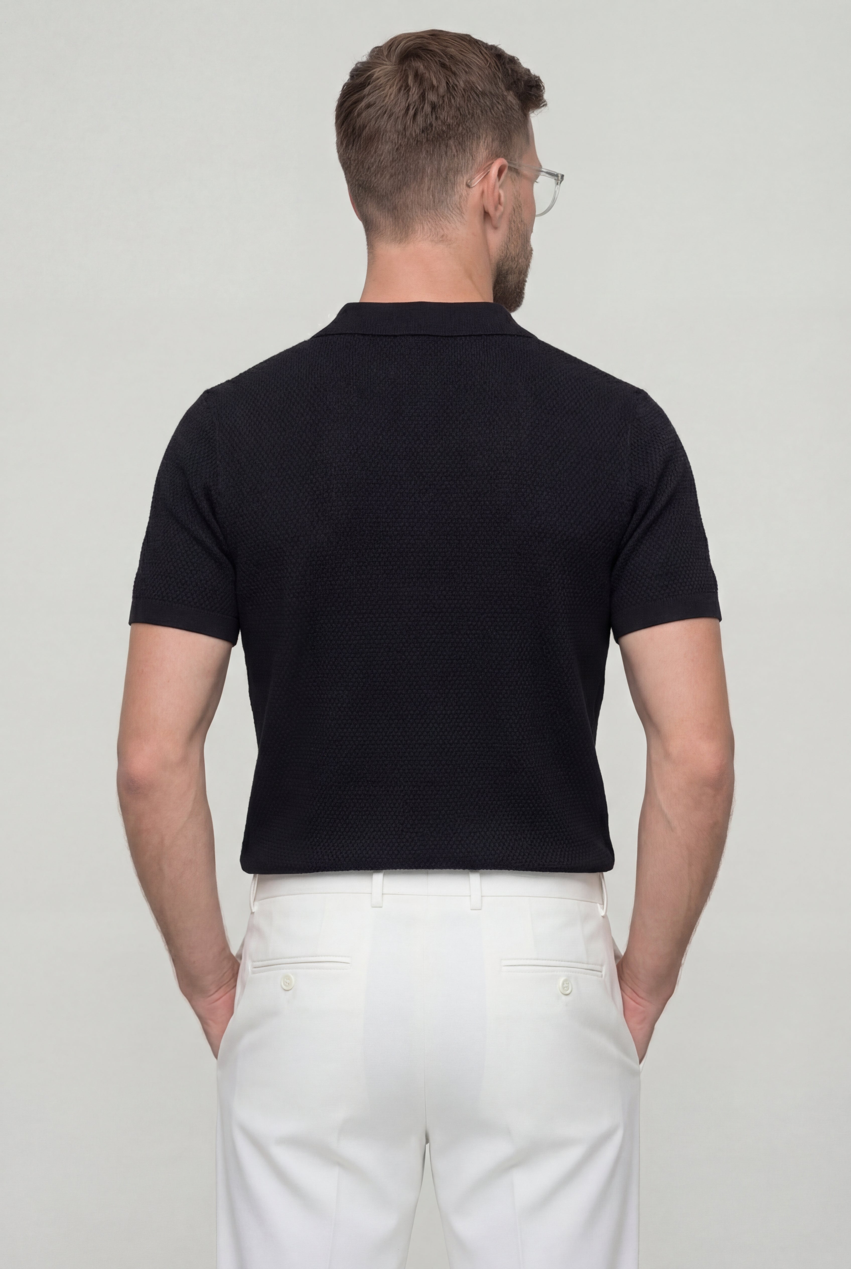 ELMORIN KNIT POLO SHIRT – BLACK