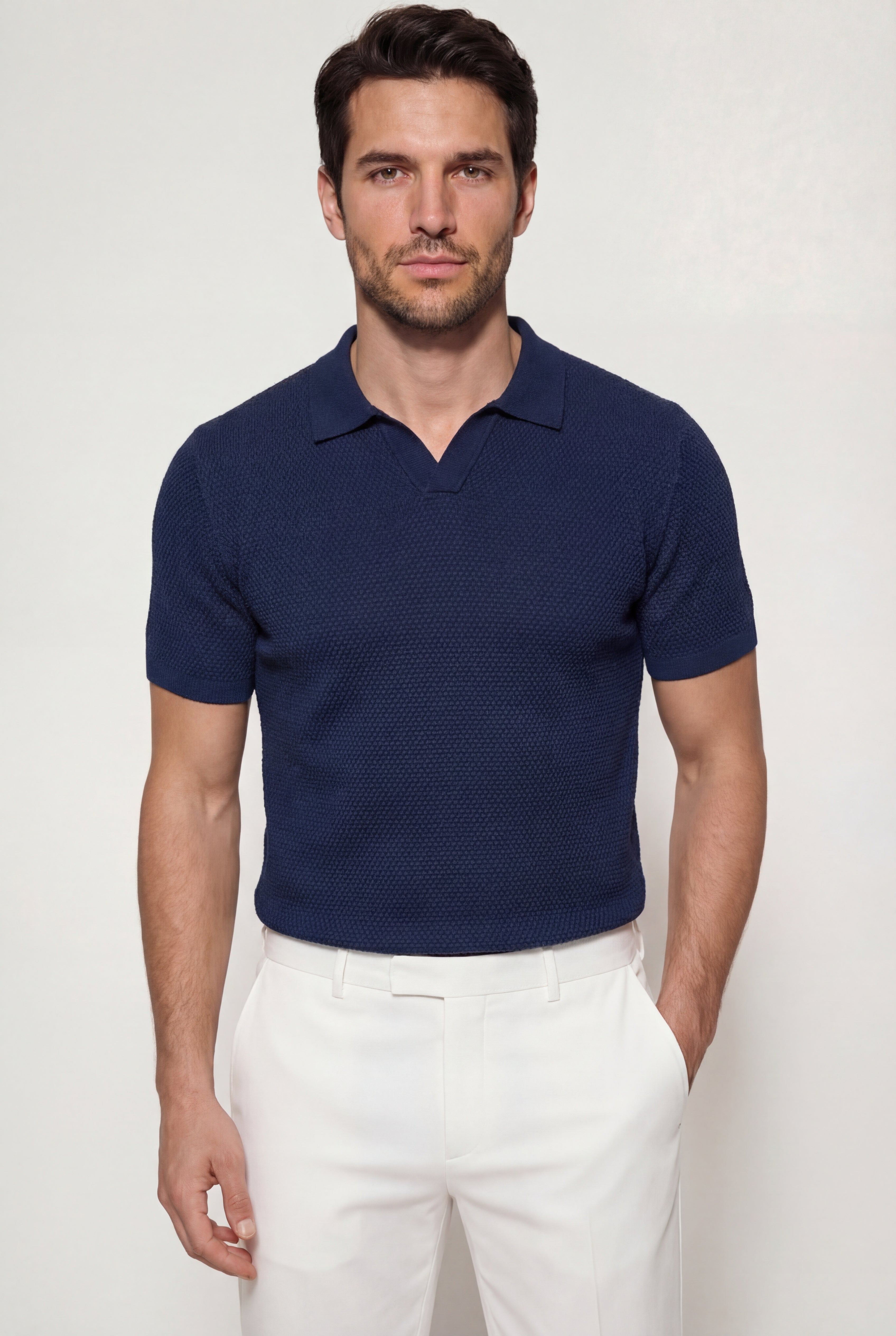 ELMORIN KNIT POLO SHIRT – NAVY