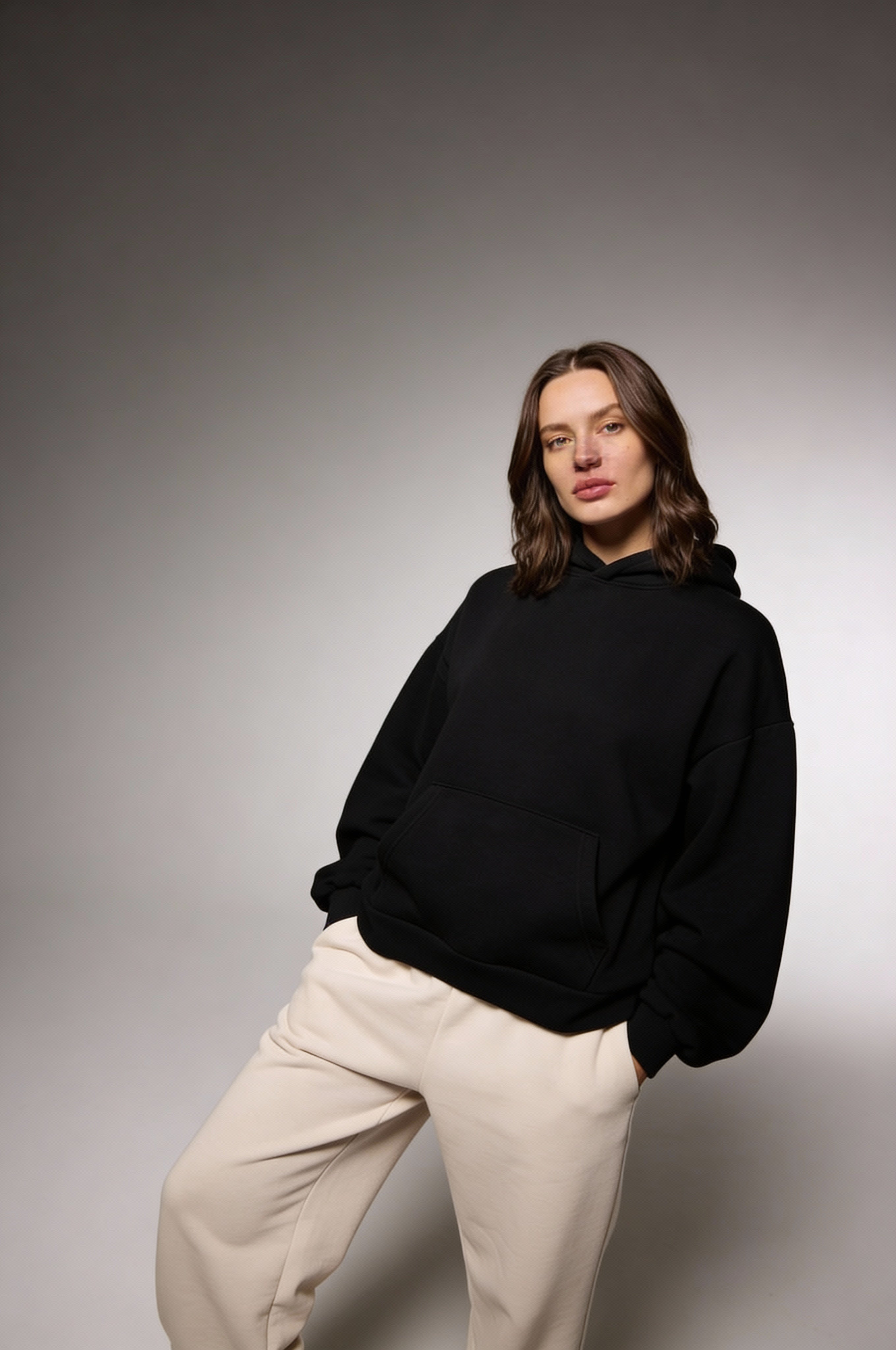 ELNORA COTTON HOODIE – BLACK