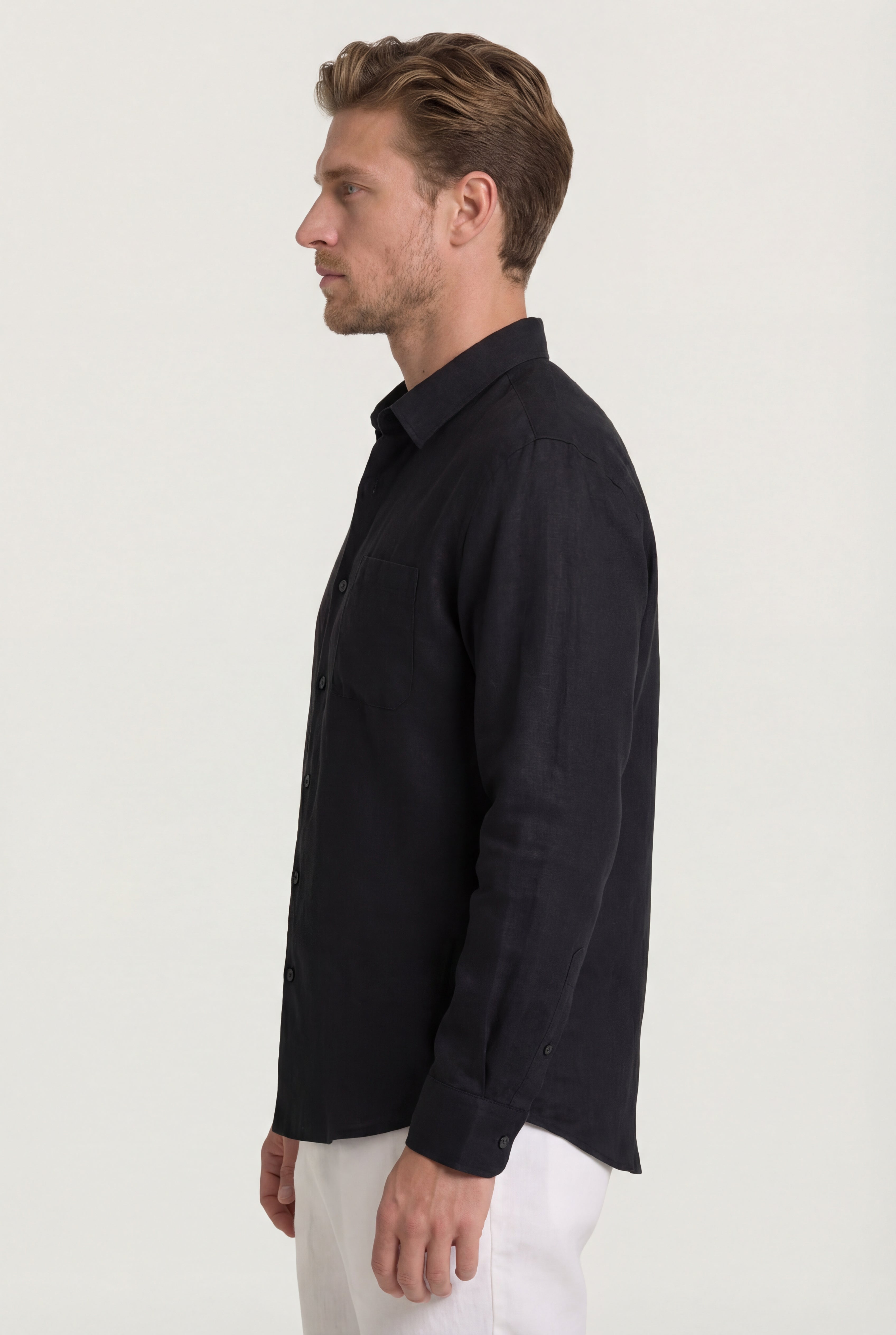ELVANOR LINEN SHIRT – BLACK