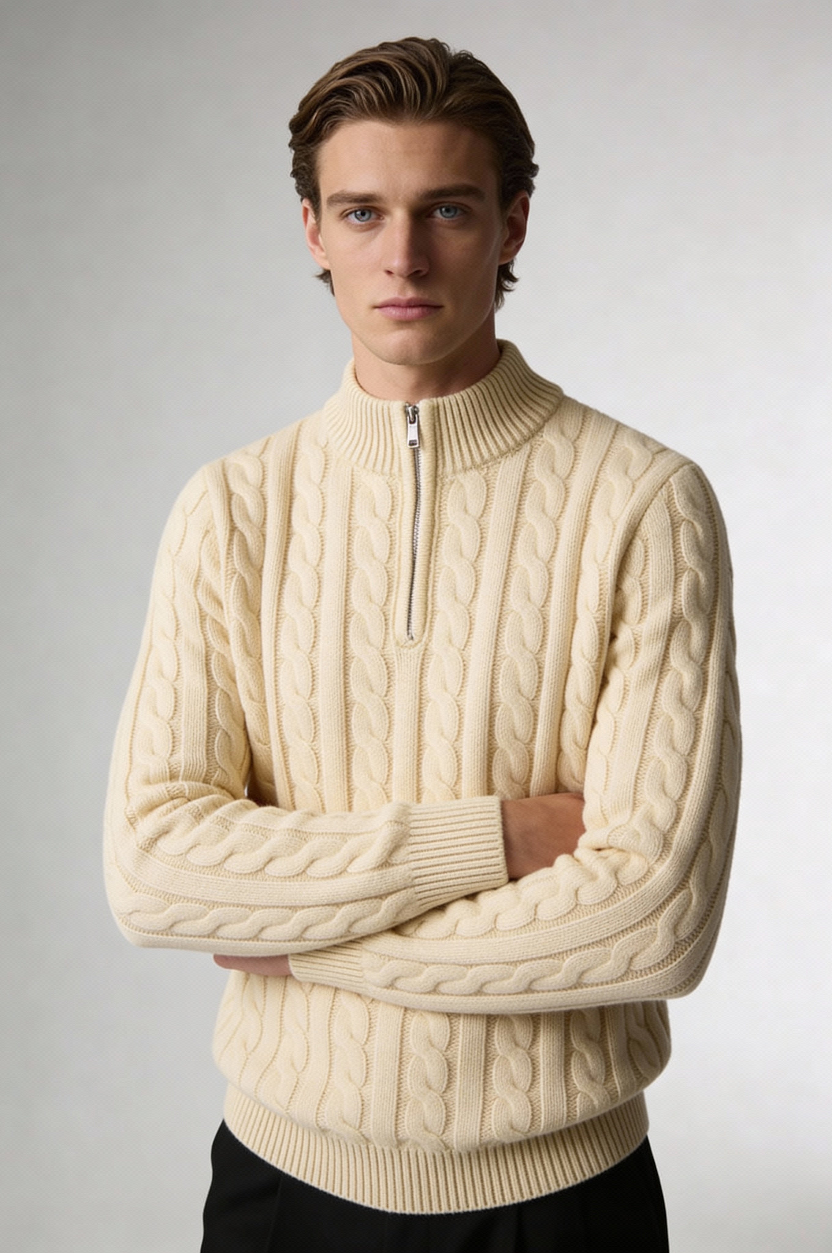 Easton Quarter-Zip Sweater – Beige
