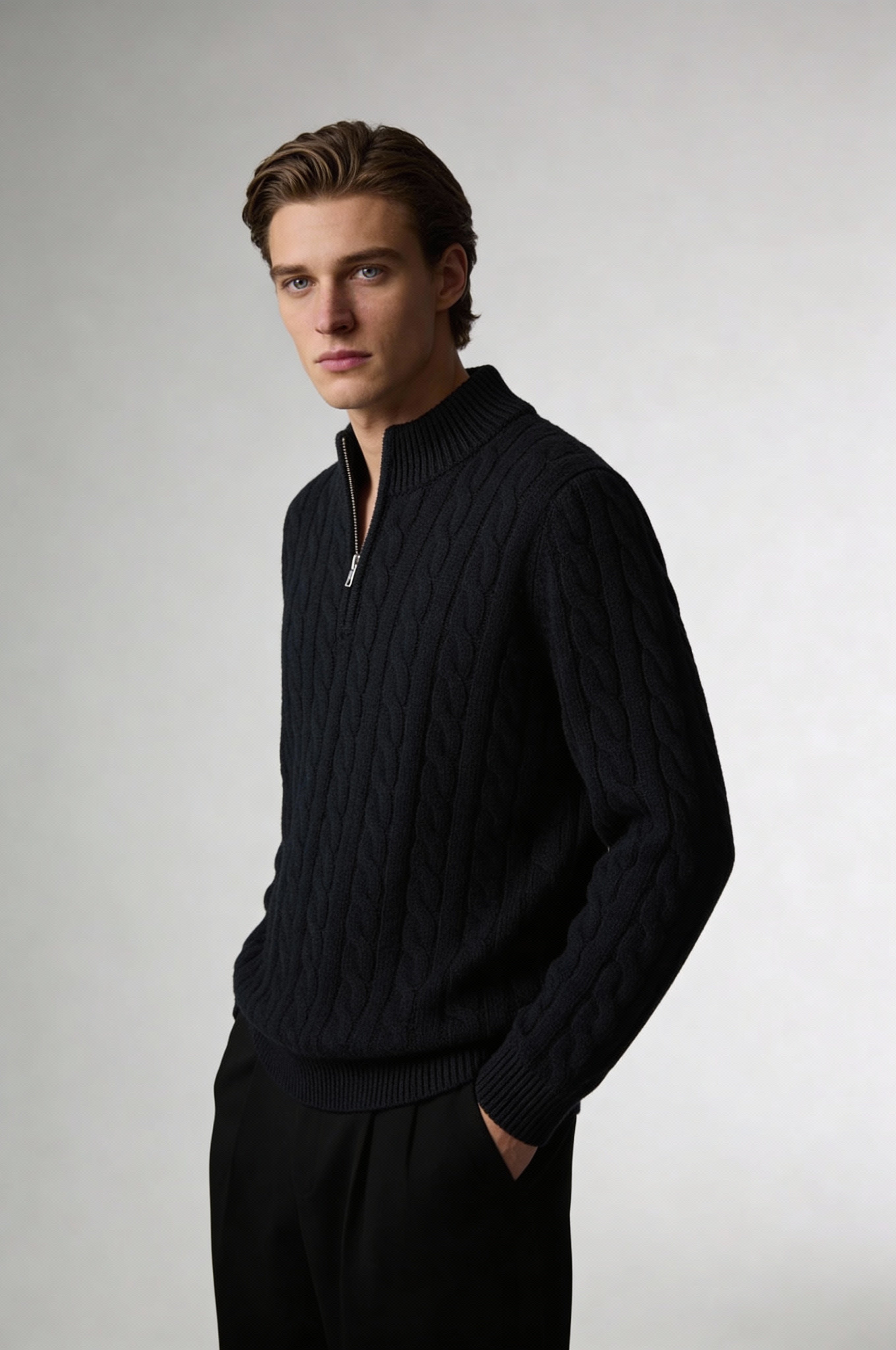 Easton Quarter-Zip Sweater – Black