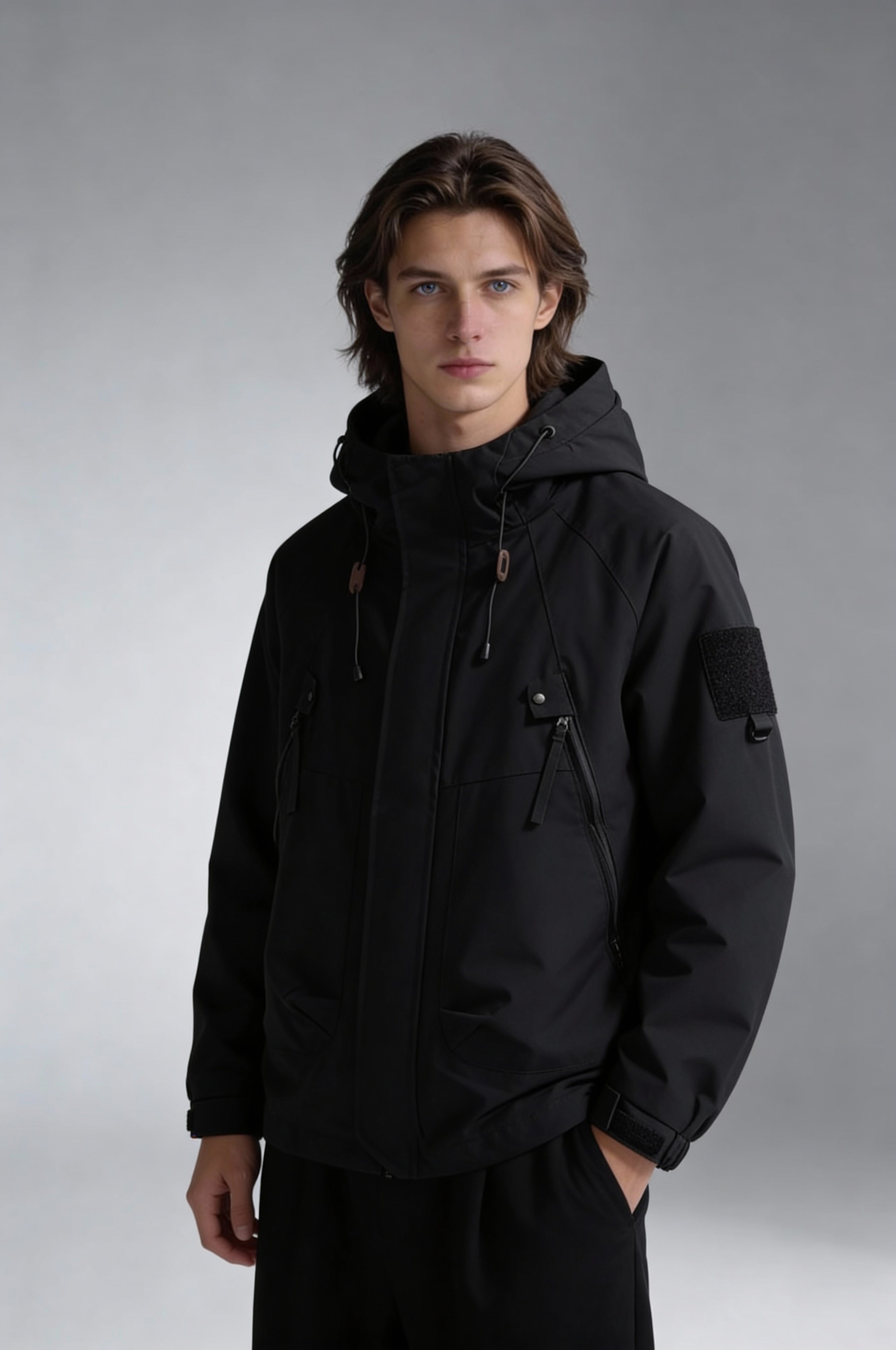 Halden Tech Hooded Windbreaker – Black