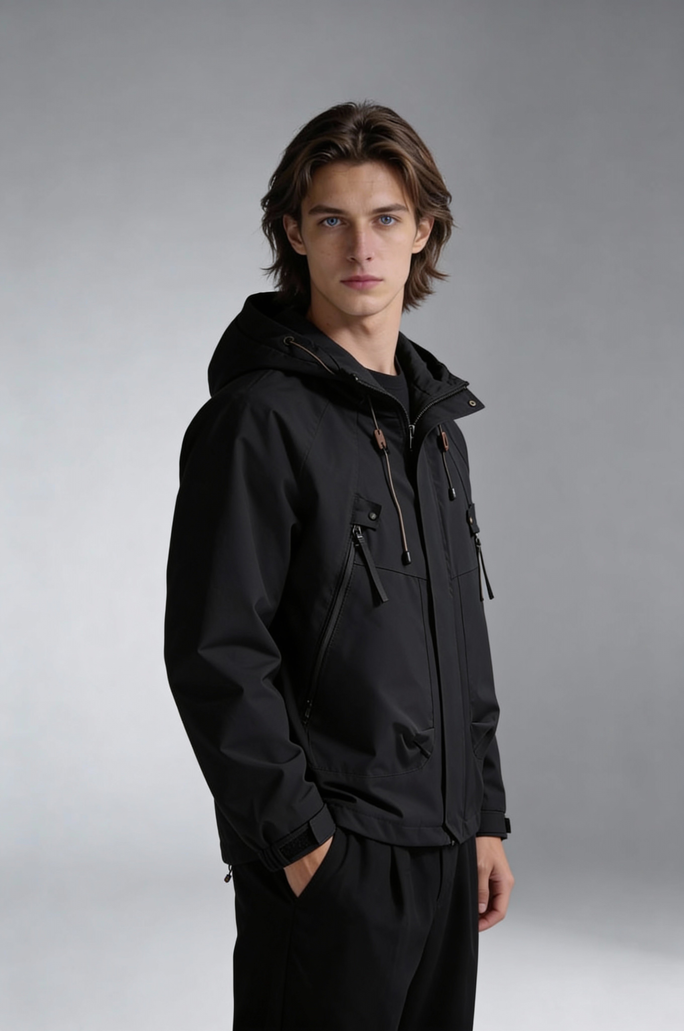 Halden Tech Hooded Windbreaker – Black