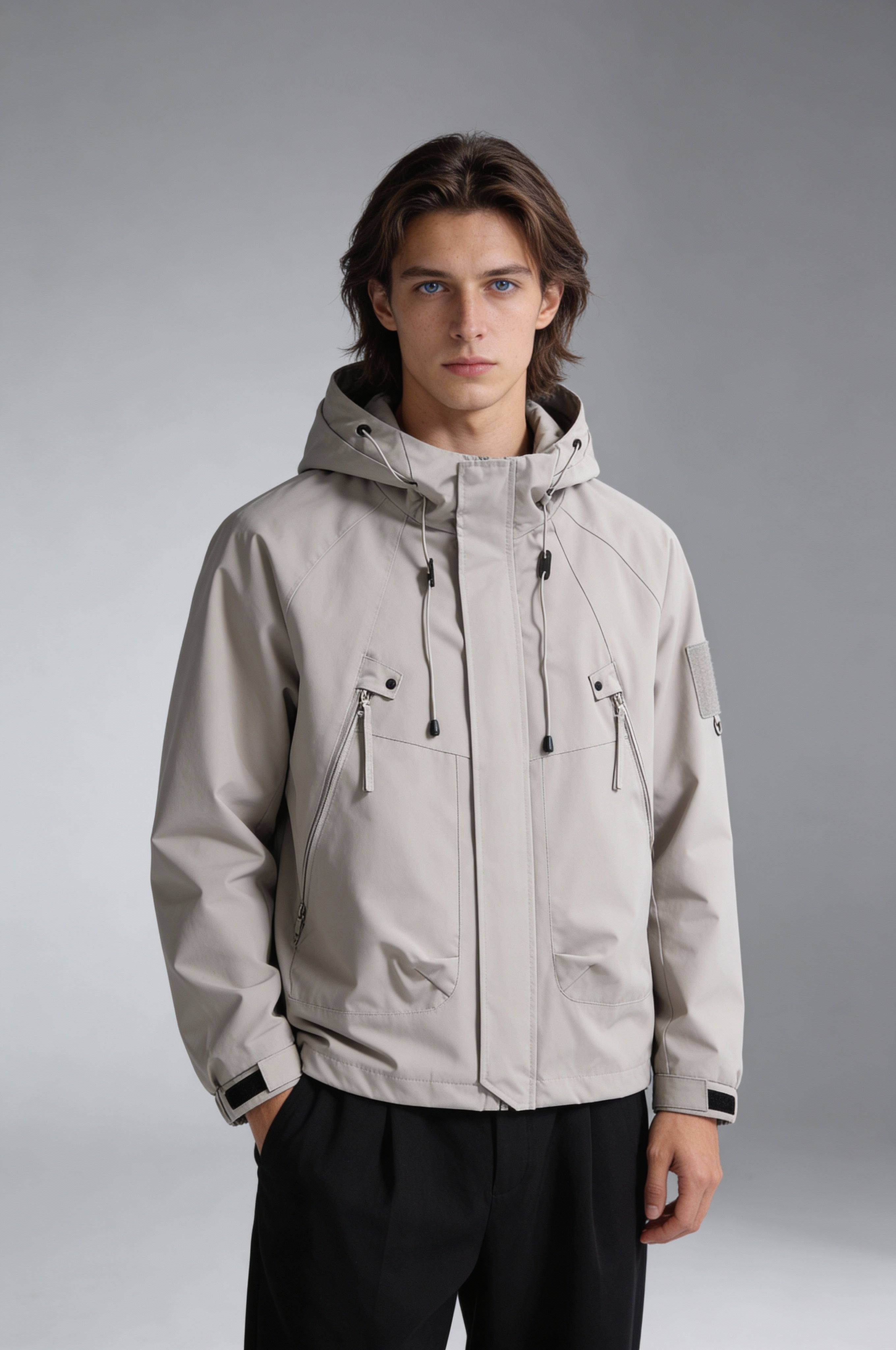 Halden Tech Hooded Windbreaker – Gray