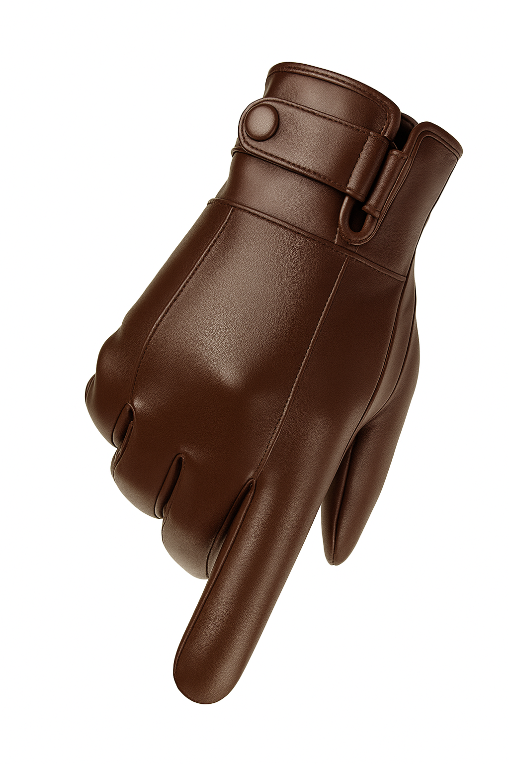 HALSTON FAUX-LEATHER WINTER GLOVES – BROWN