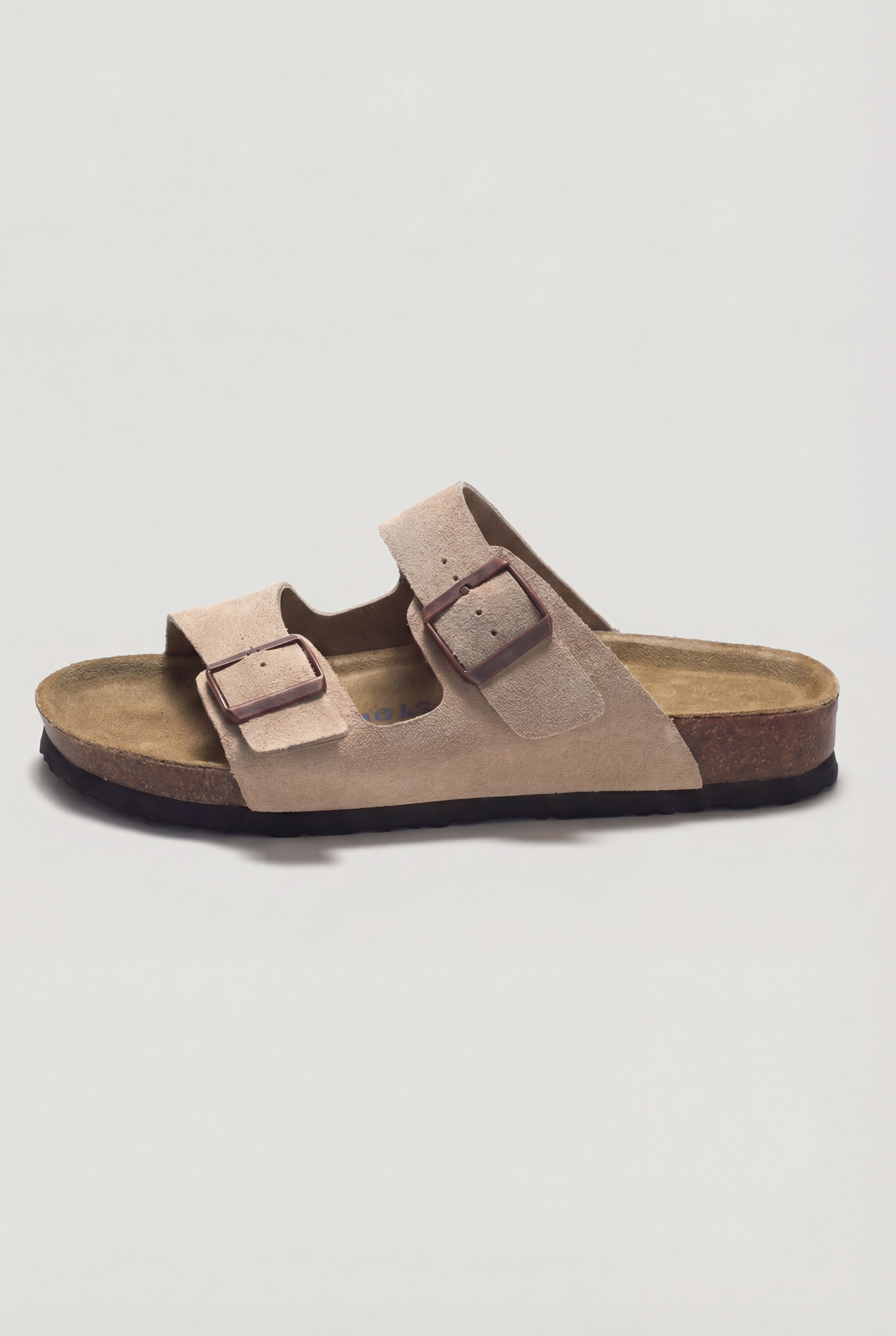IRVON DOUBLE BUCKLE SUEDE SANDALS – BEIGE