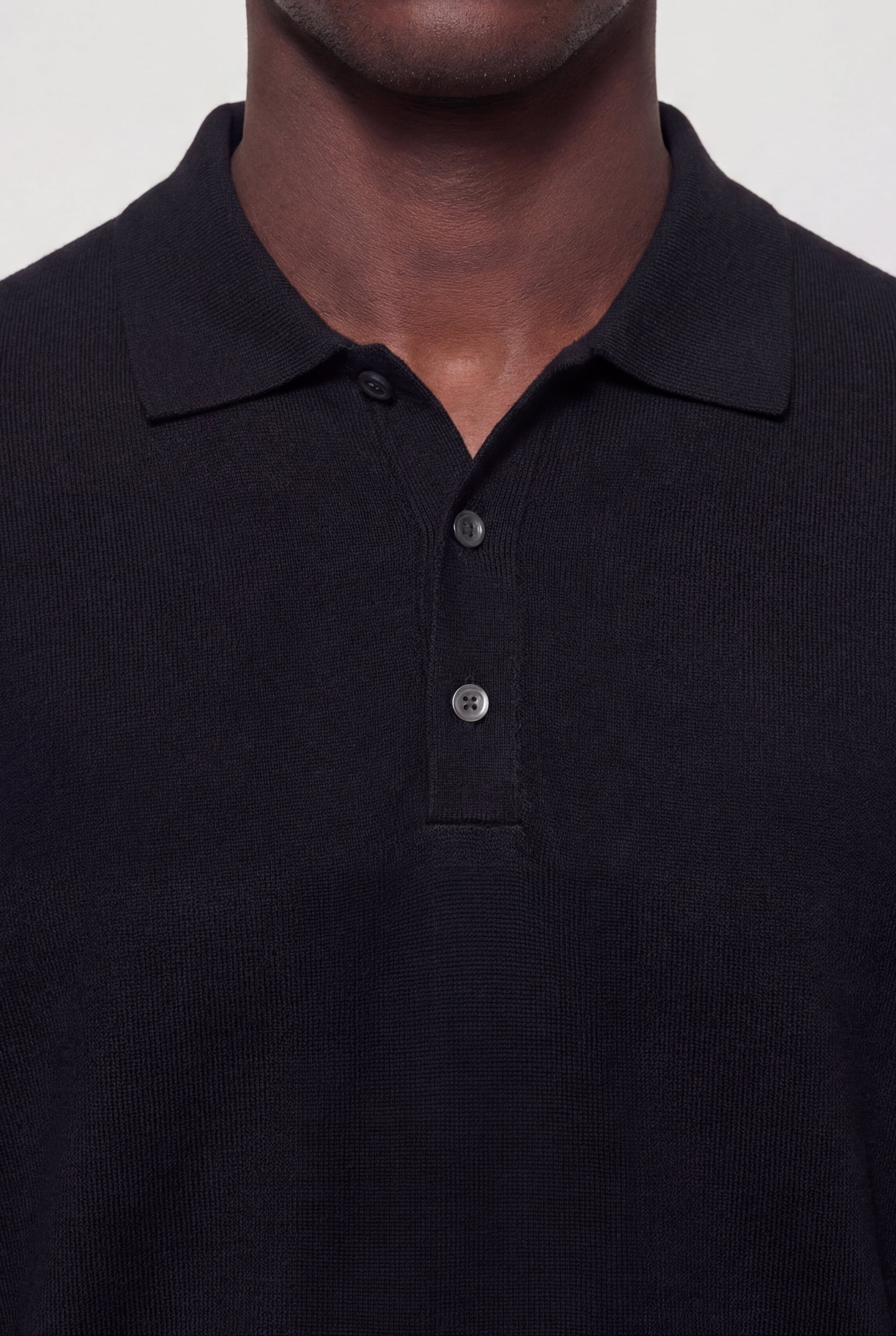 KALVITO KNIT POLO SHIRT - BLACK