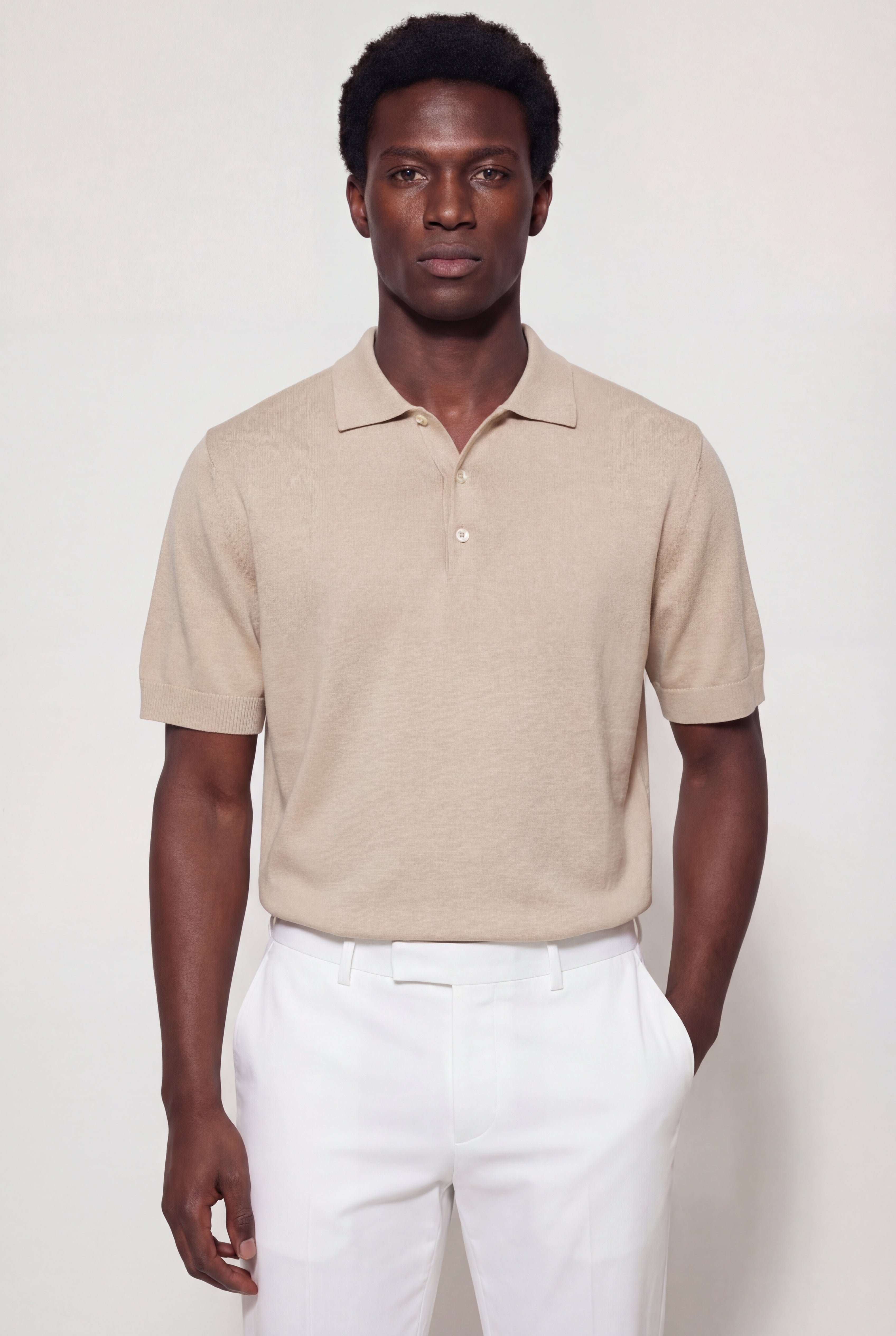 KALVITO KNIT POLO SHIRT - KHAKI