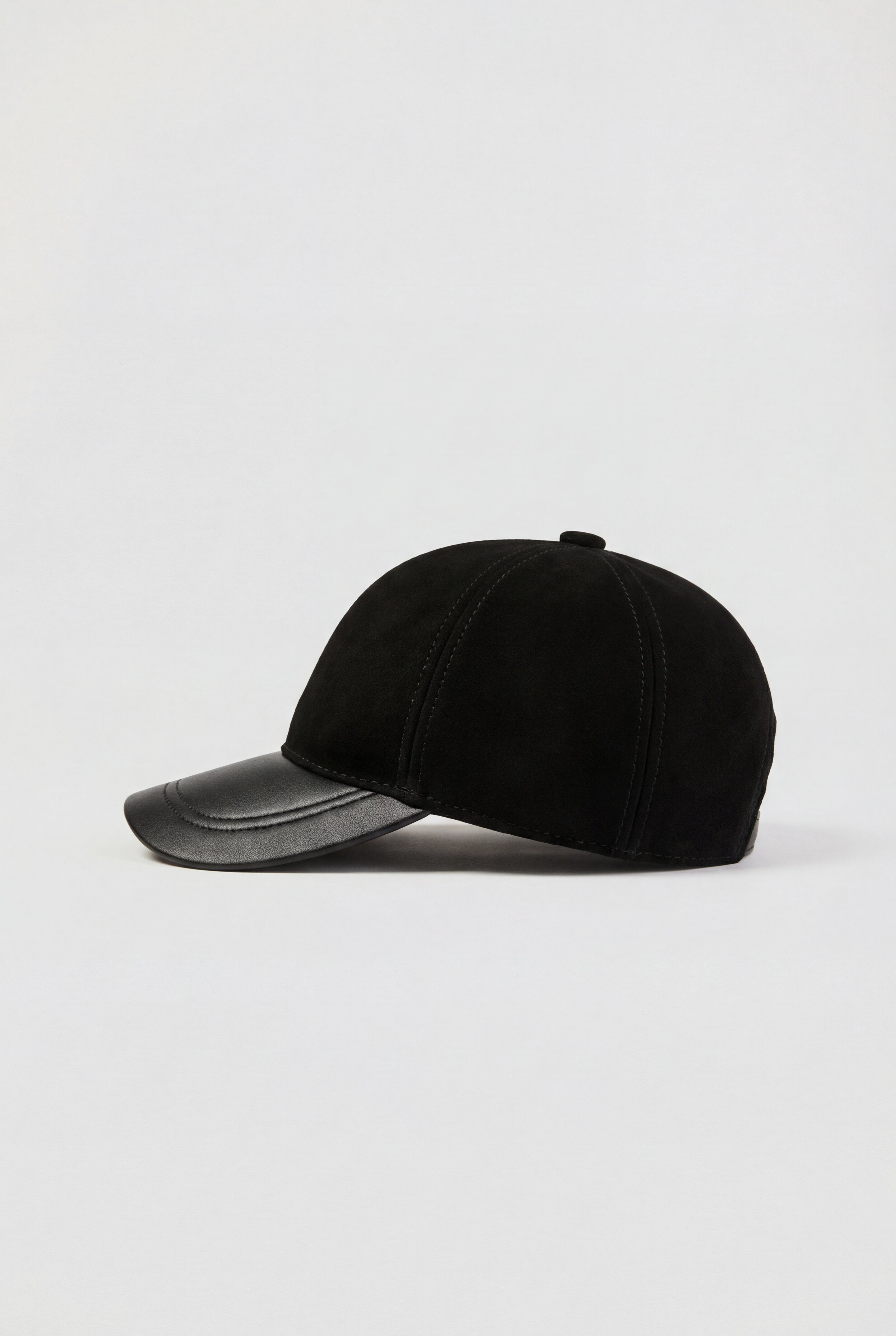 Men's Genuine Leather Baseball Cap Black – Sheepskin Suede Luxury