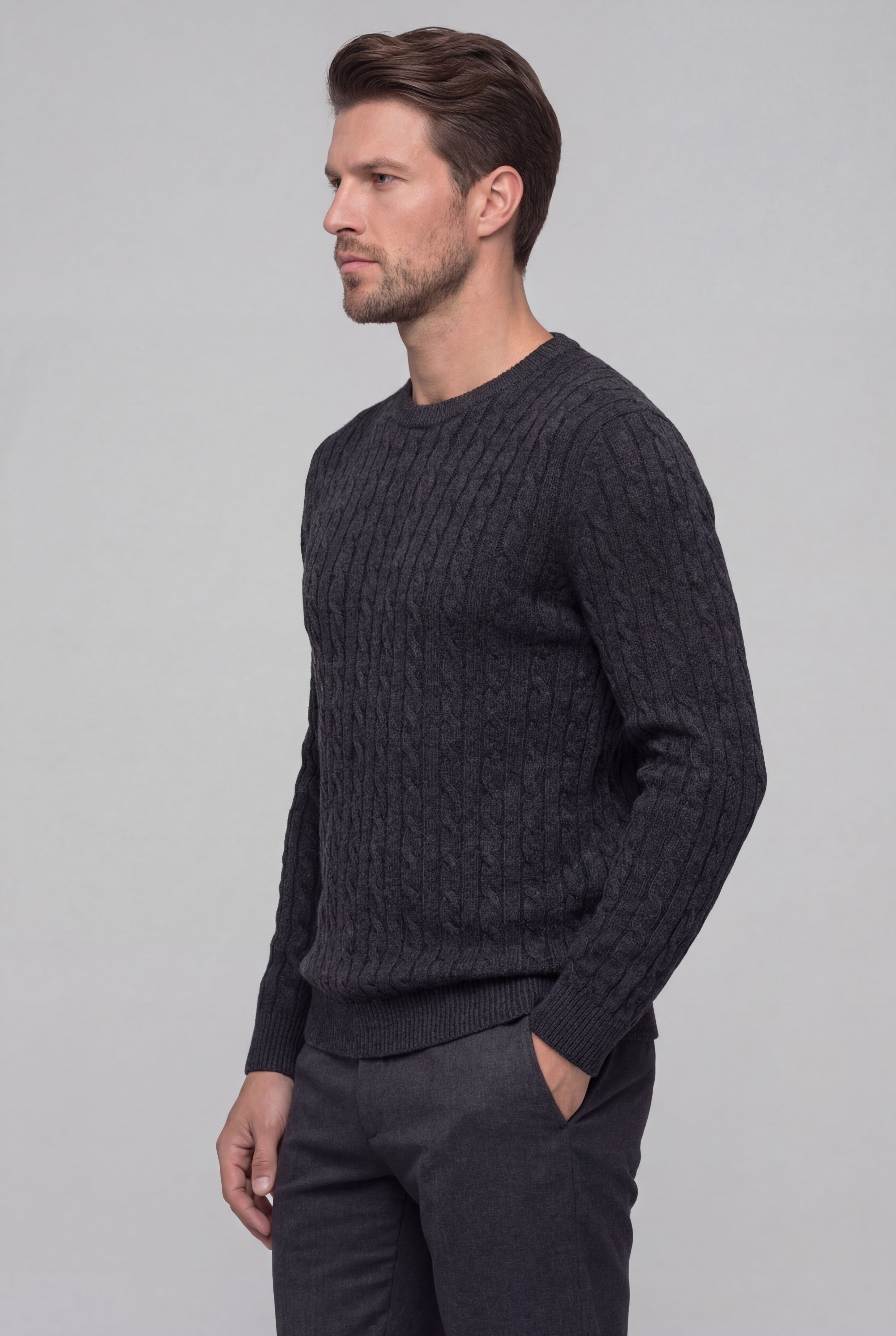 KELVORN WOOL BLEND SWEATER – GRAY