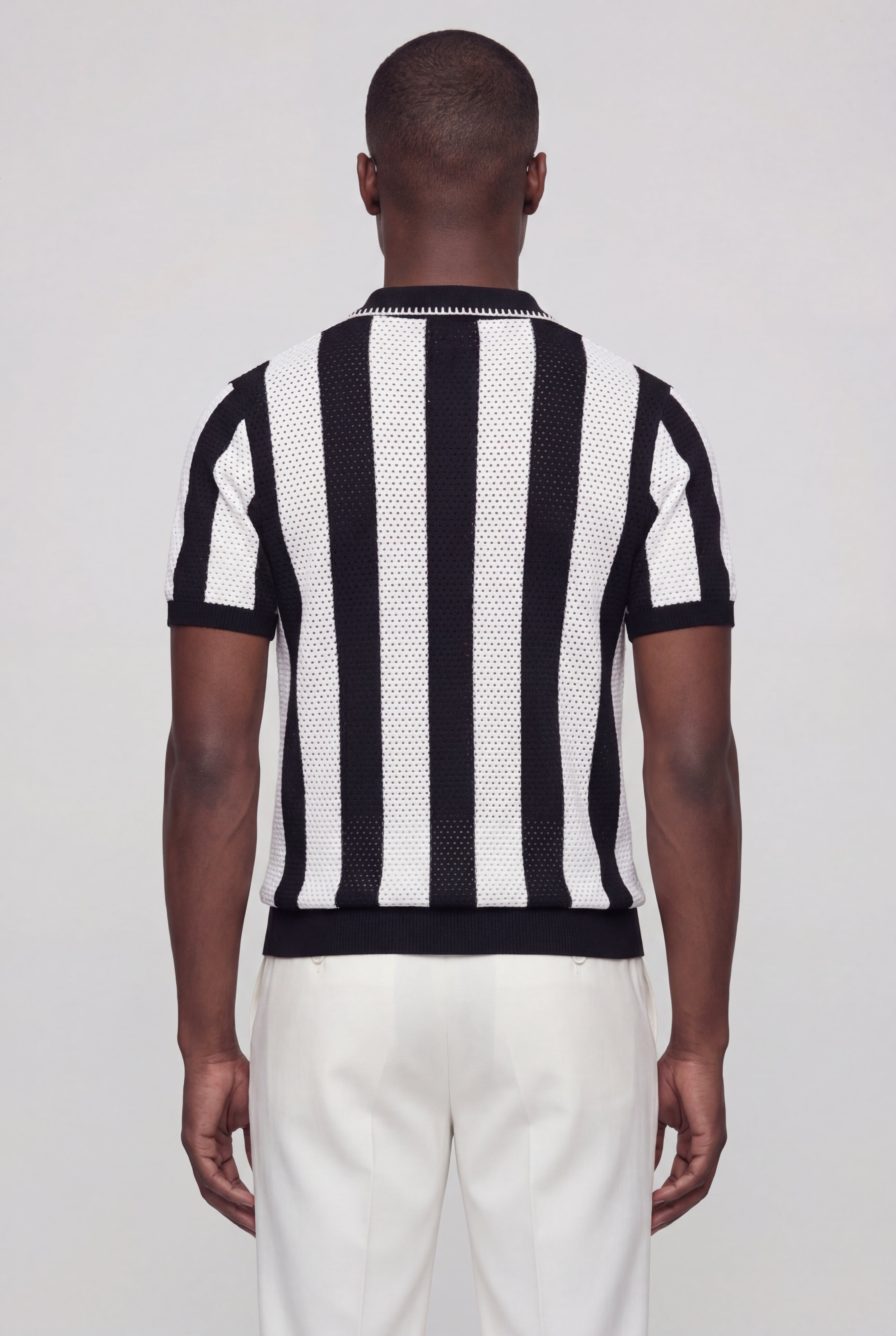 KLIERO STRIPED KNIT POLO – BLACK